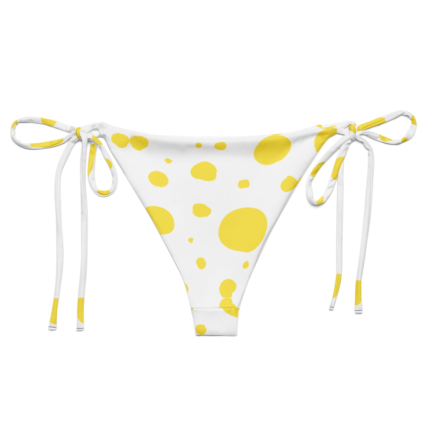 String Bikini Bottom – BOTTOM ONLY - White with Yellow Polka Dots