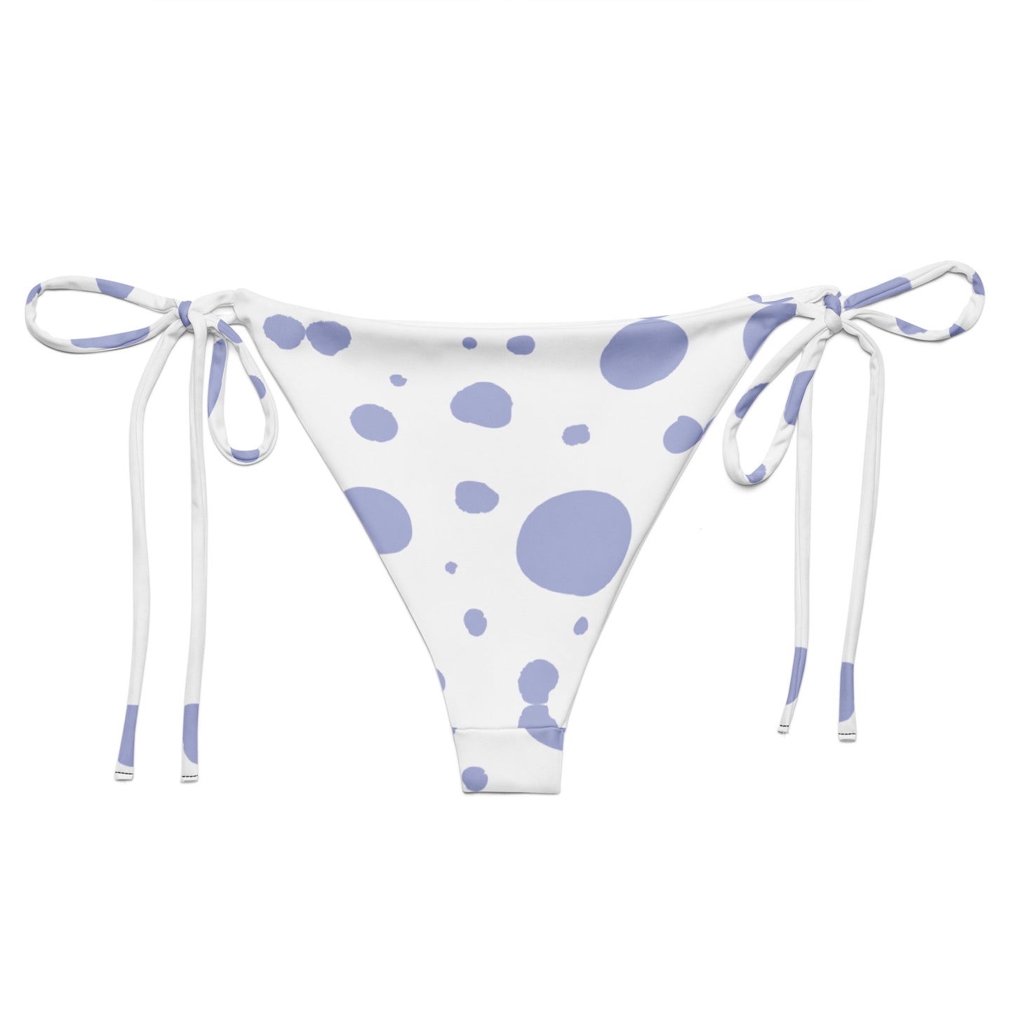 String Bikini Bottom – BOTTOM ONLY - White with Light Purple Polka Dots