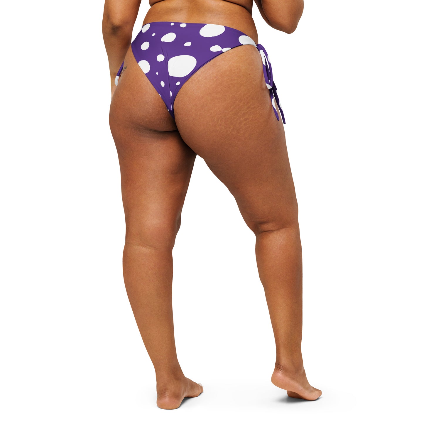 String Bikini Bottom – BOTTOM ONLY - Purple with White Polka Dots