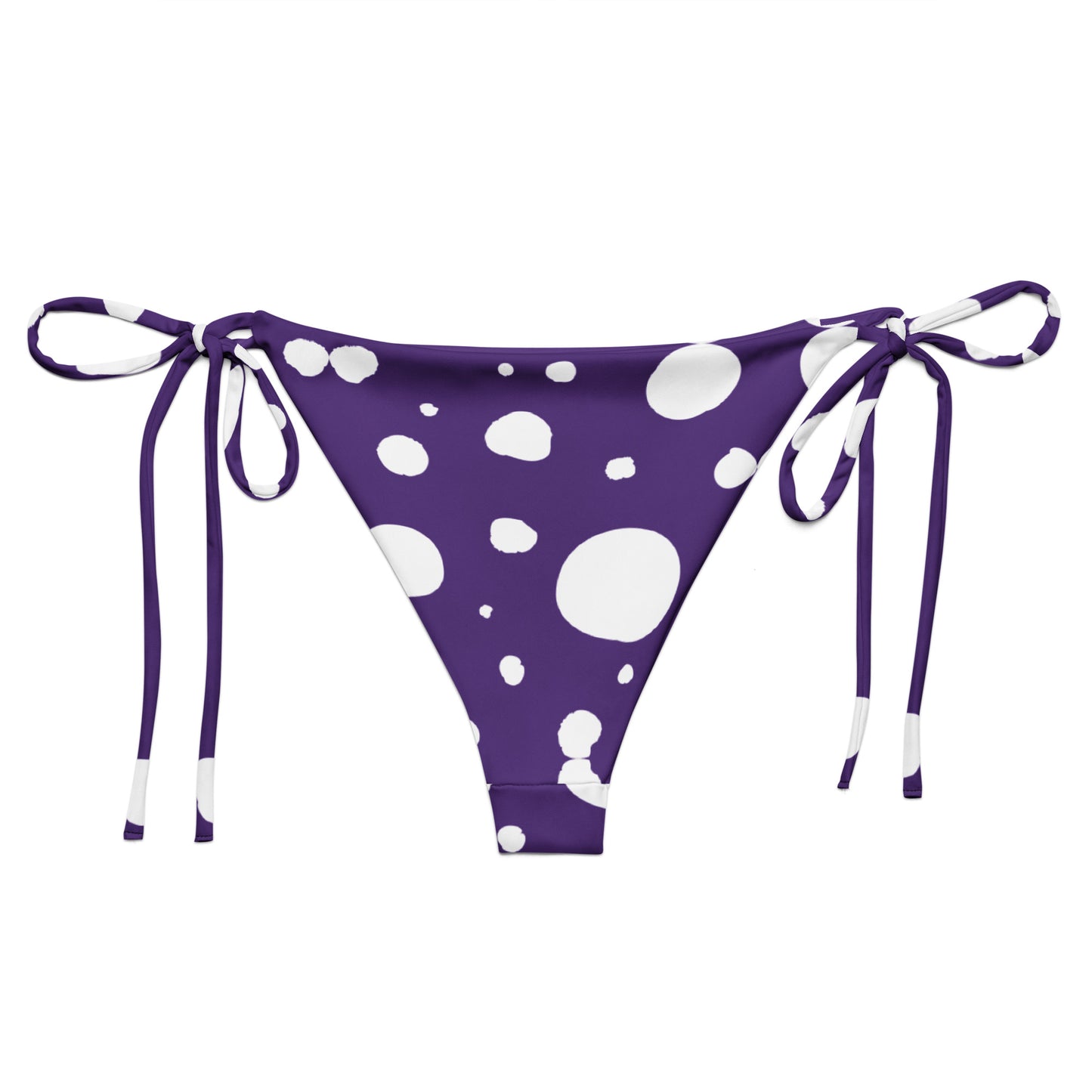 String Bikini Bottom – BOTTOM ONLY - Purple with White Polka Dots