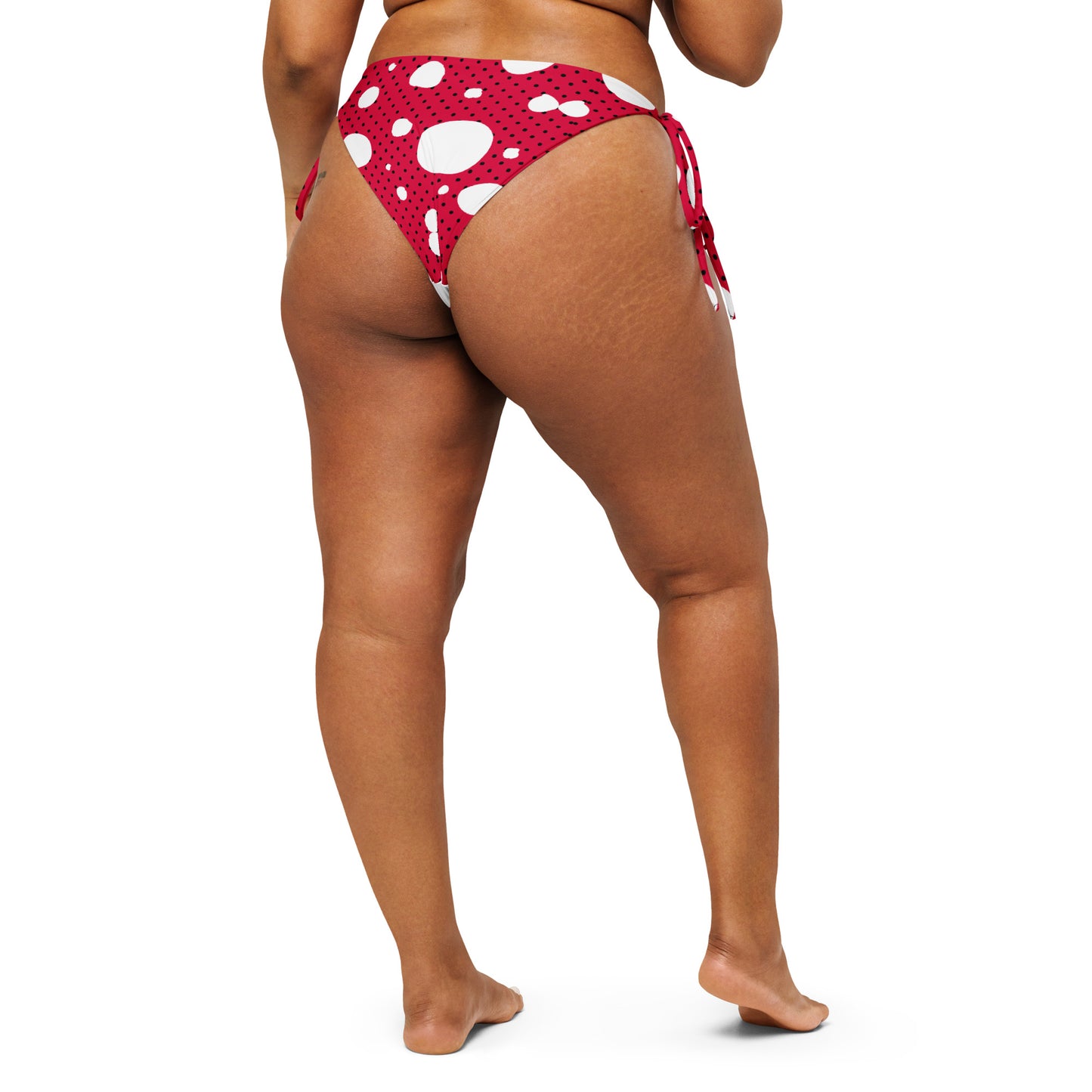 String Bikini Bottom – BOTTOM ONLY - Red with White and Black Polka Dots