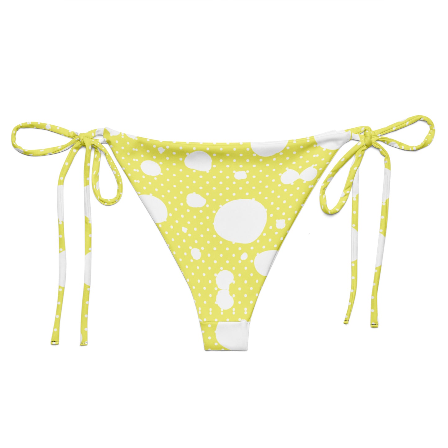 String Bikini Bottom – BOTTOM ONLY - Yellow with White Polka Dots