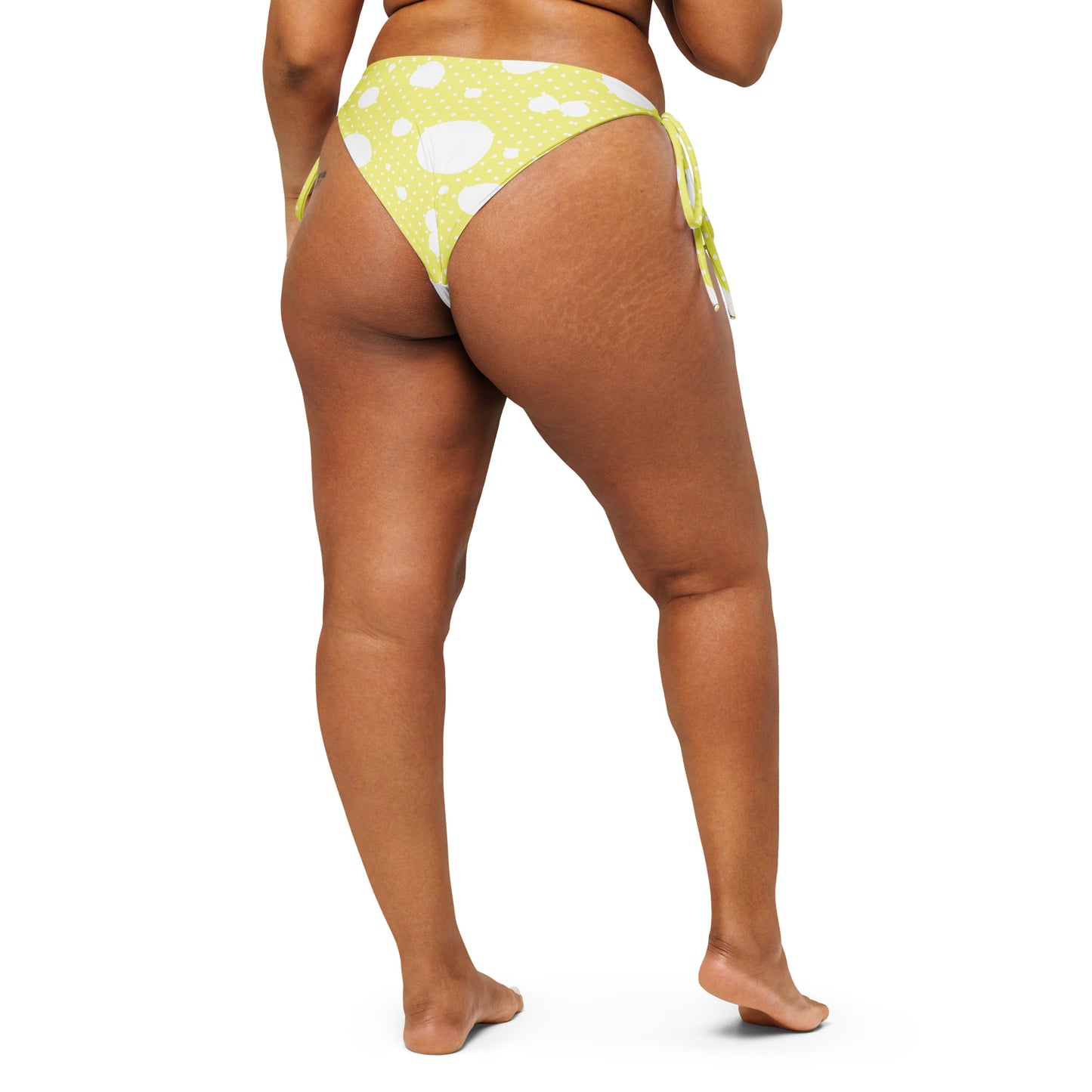 String Bikini Bottom – BOTTOM ONLY - Yellow with White Polka Dots