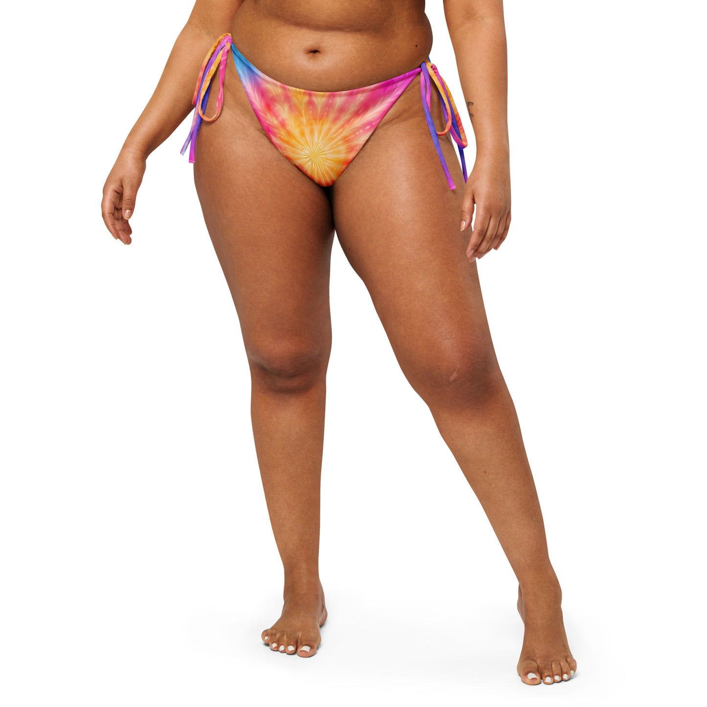 String Bikini Bottom – BOTTOM ONLY – Yellow star with blue and pink