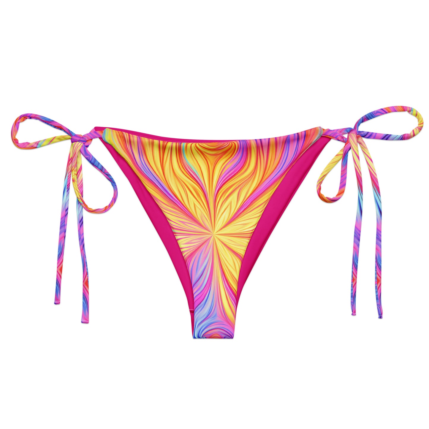 String bikini bottom - Yellow star with Blue and pink