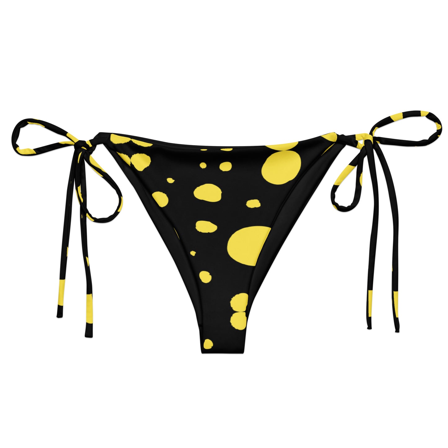 String bikini bottom - Bottoms Only - Black with Yellow Polka Dot