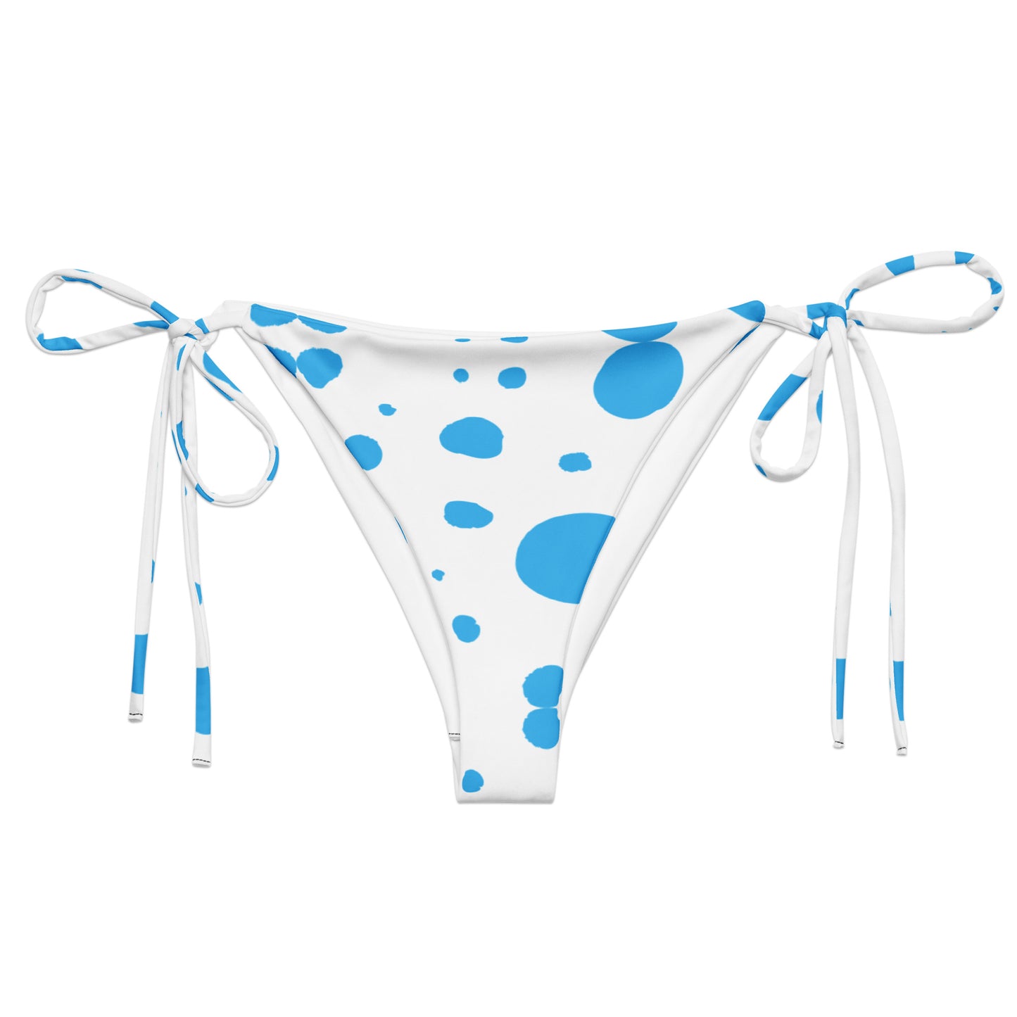 String Bikini Bottom – BOTTOM ONLY - White with Blue Polka Dots