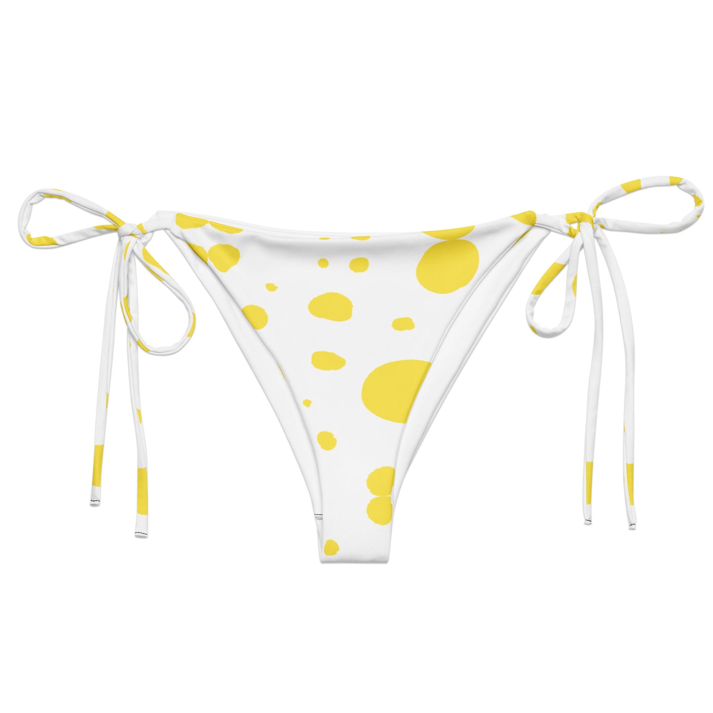 String Bikini Bottom – BOTTOM ONLY - White with Yellow Polka Dots