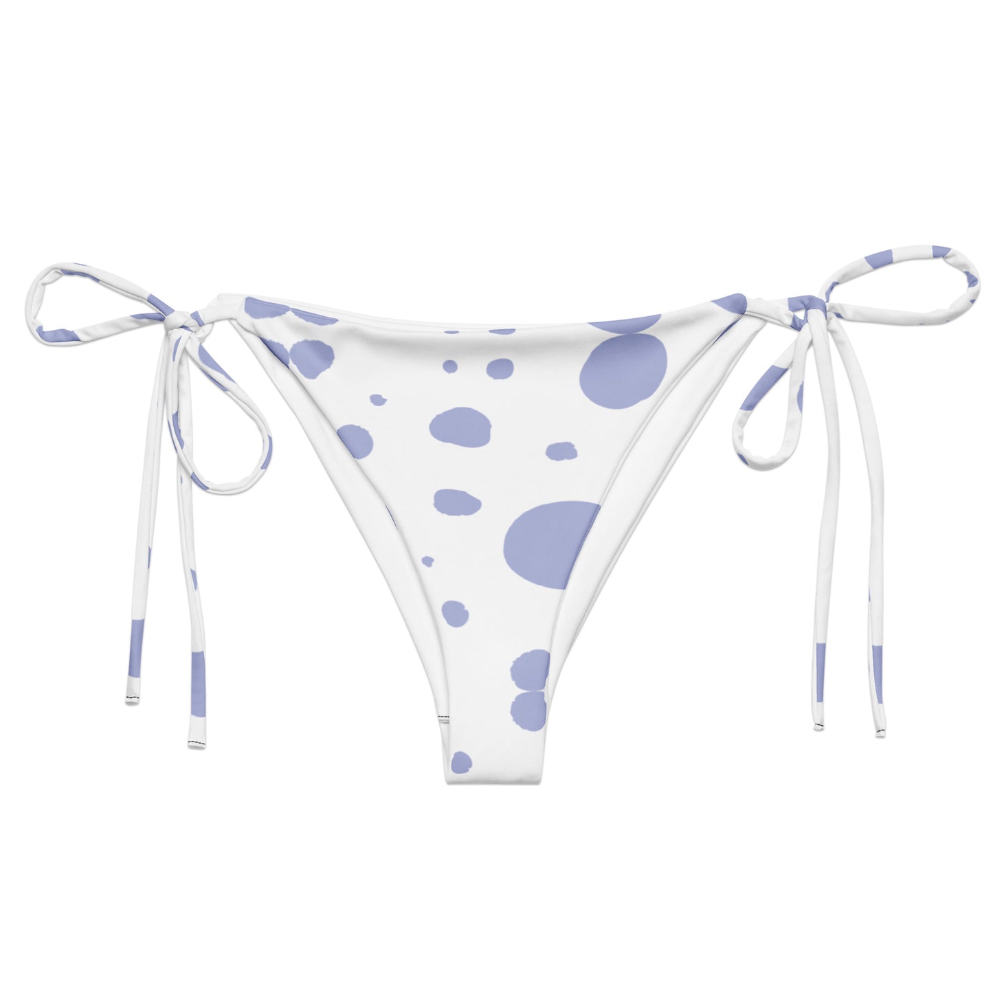 String Bikini Bottom – BOTTOM ONLY - White with Light Purple Polka Dots