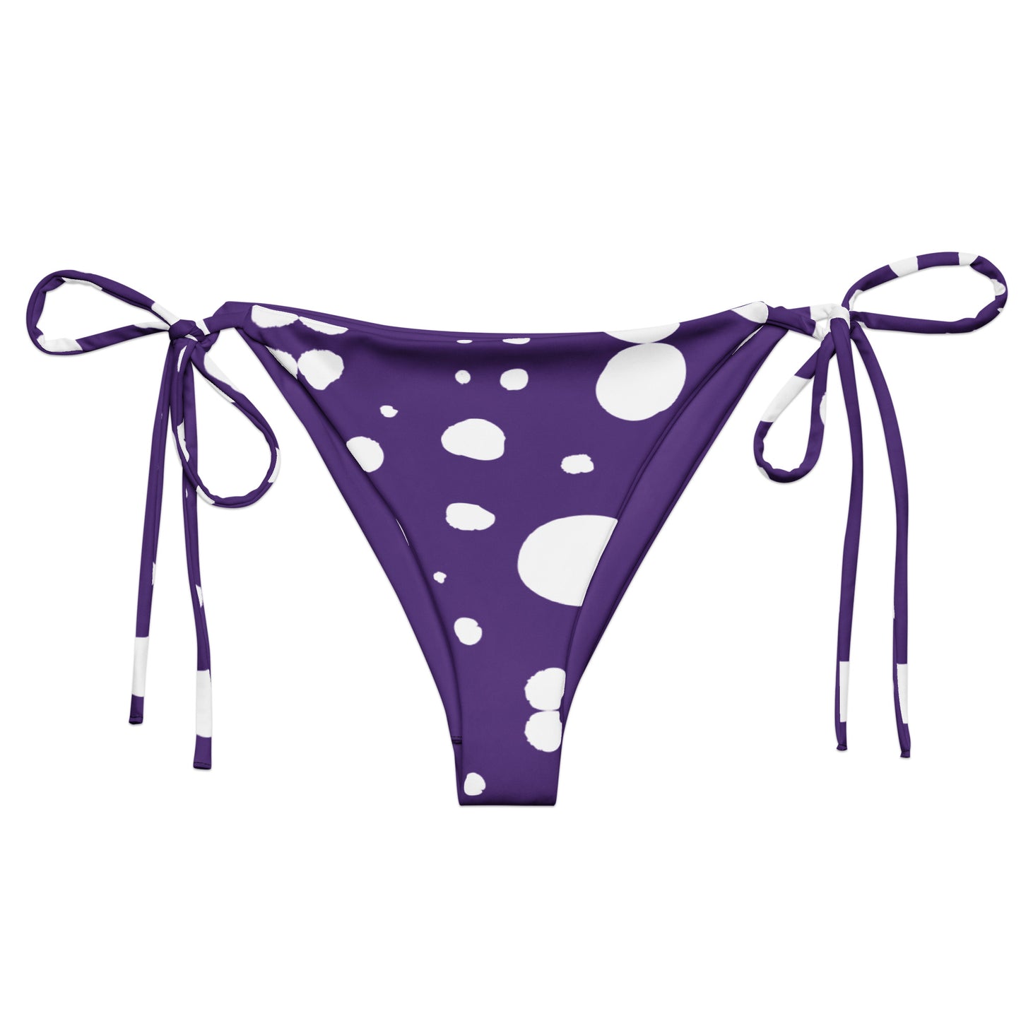 String Bikini Bottom – BOTTOM ONLY - Purple with White Polka Dots