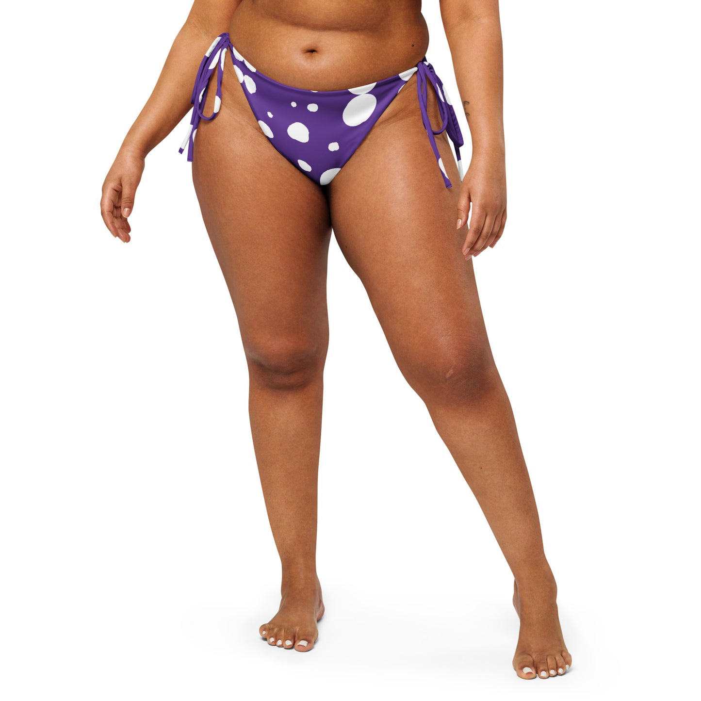 String Bikini Bottom – BOTTOM ONLY - Purple with White Polka Dots