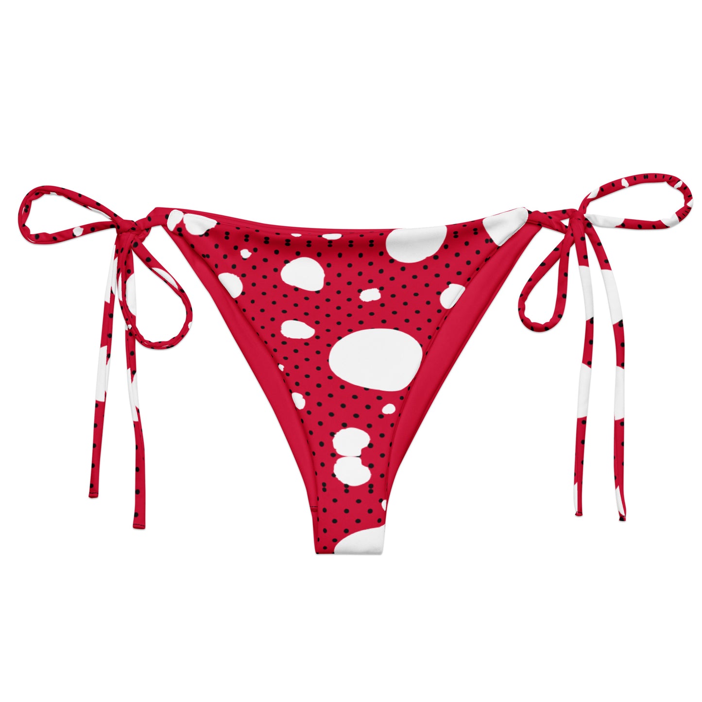 String Bikini Bottom – BOTTOM ONLY - Red with White and Black Polka Dots