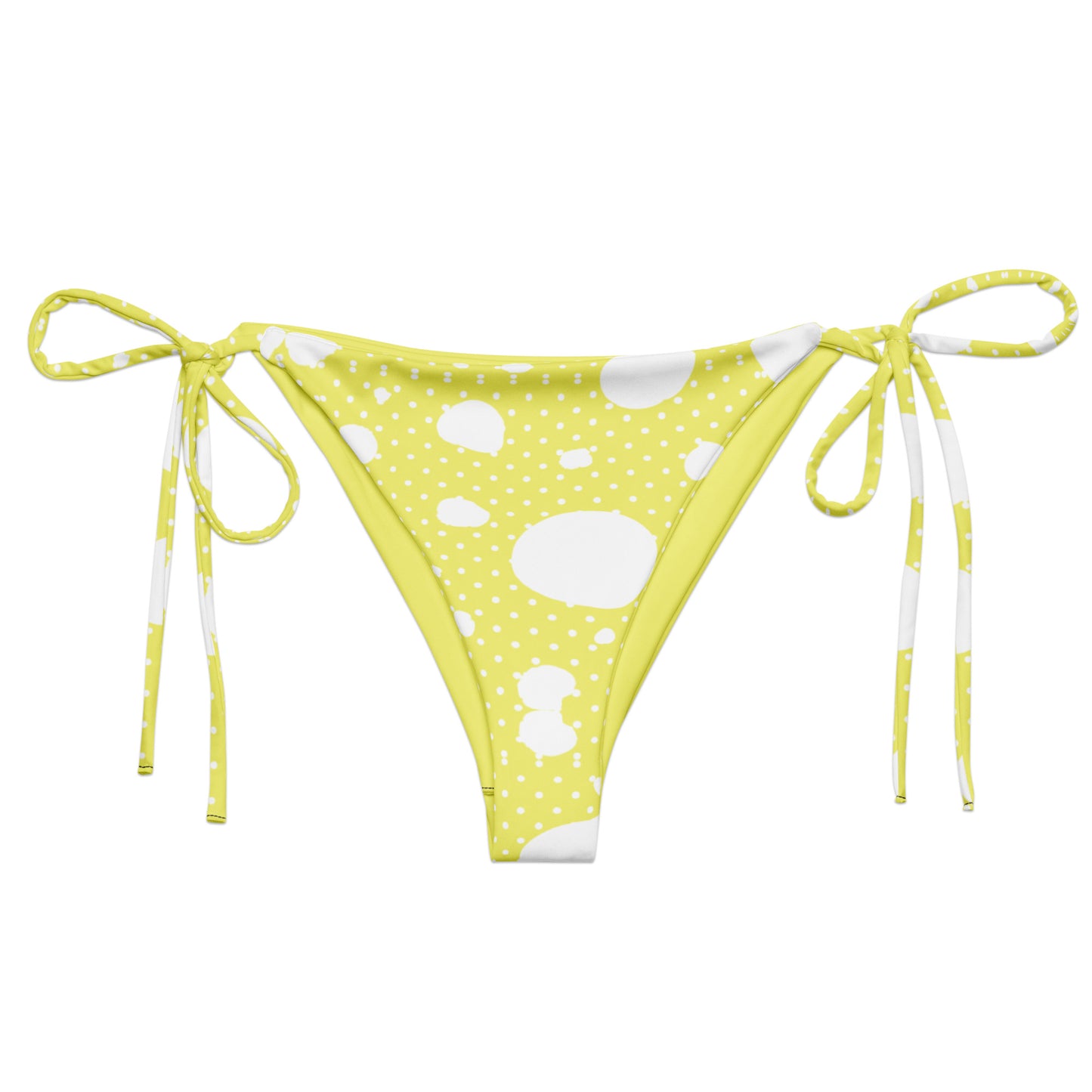 String Bikini Bottom – BOTTOM ONLY - Yellow with White Polka Dots