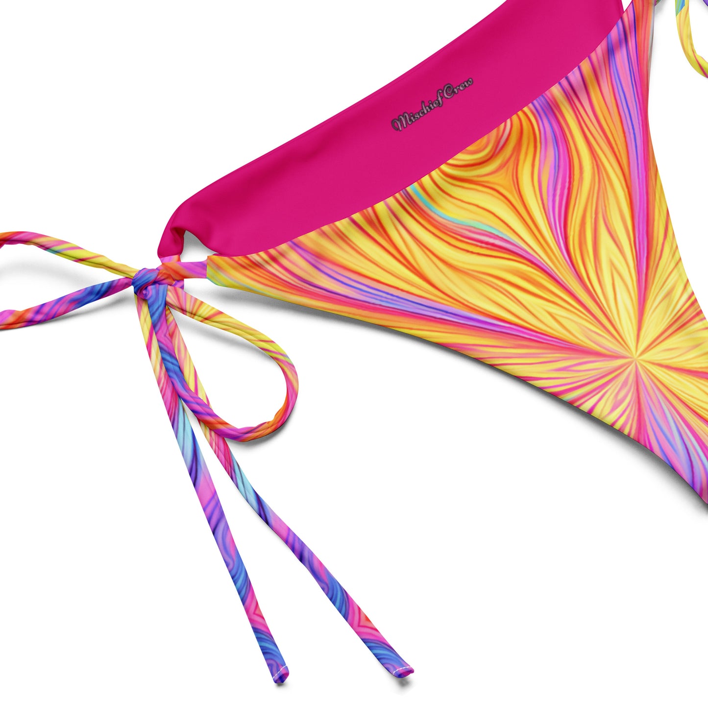 String bikini bottom - Yellow star with Blue and pink