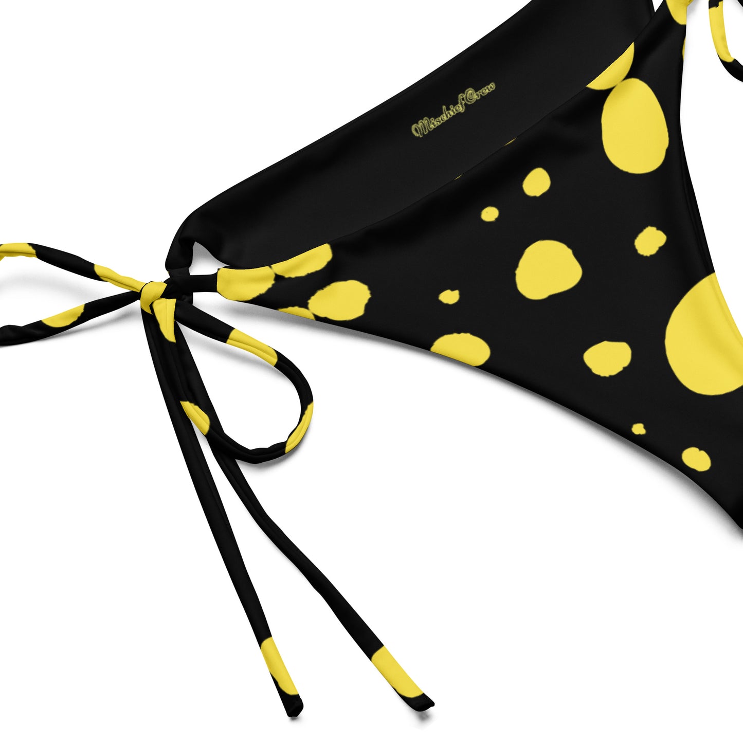 String bikini bottom - Bottoms Only - Black with Yellow Polka Dot