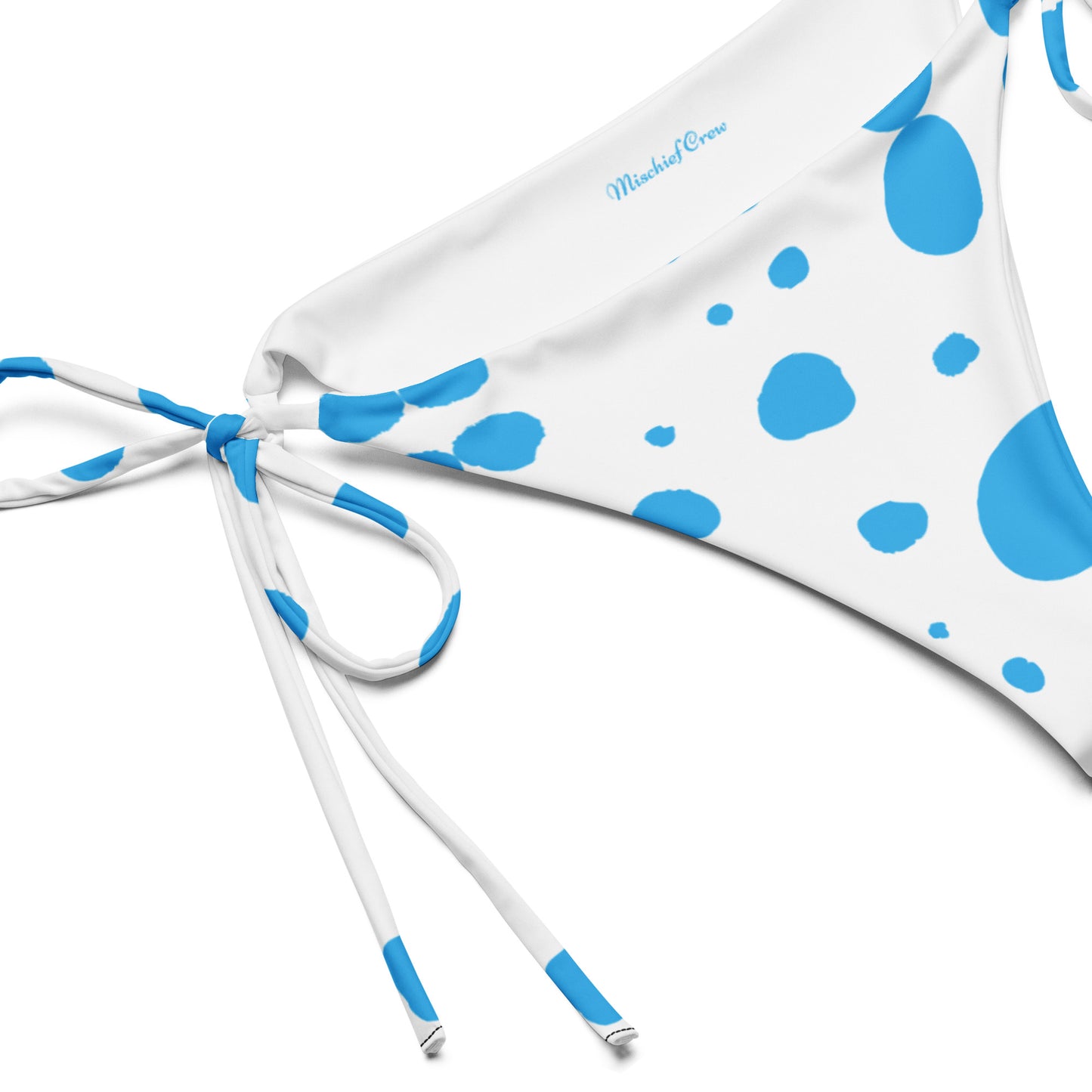 String Bikini Bottom – BOTTOM ONLY - White with Blue Polka Dots