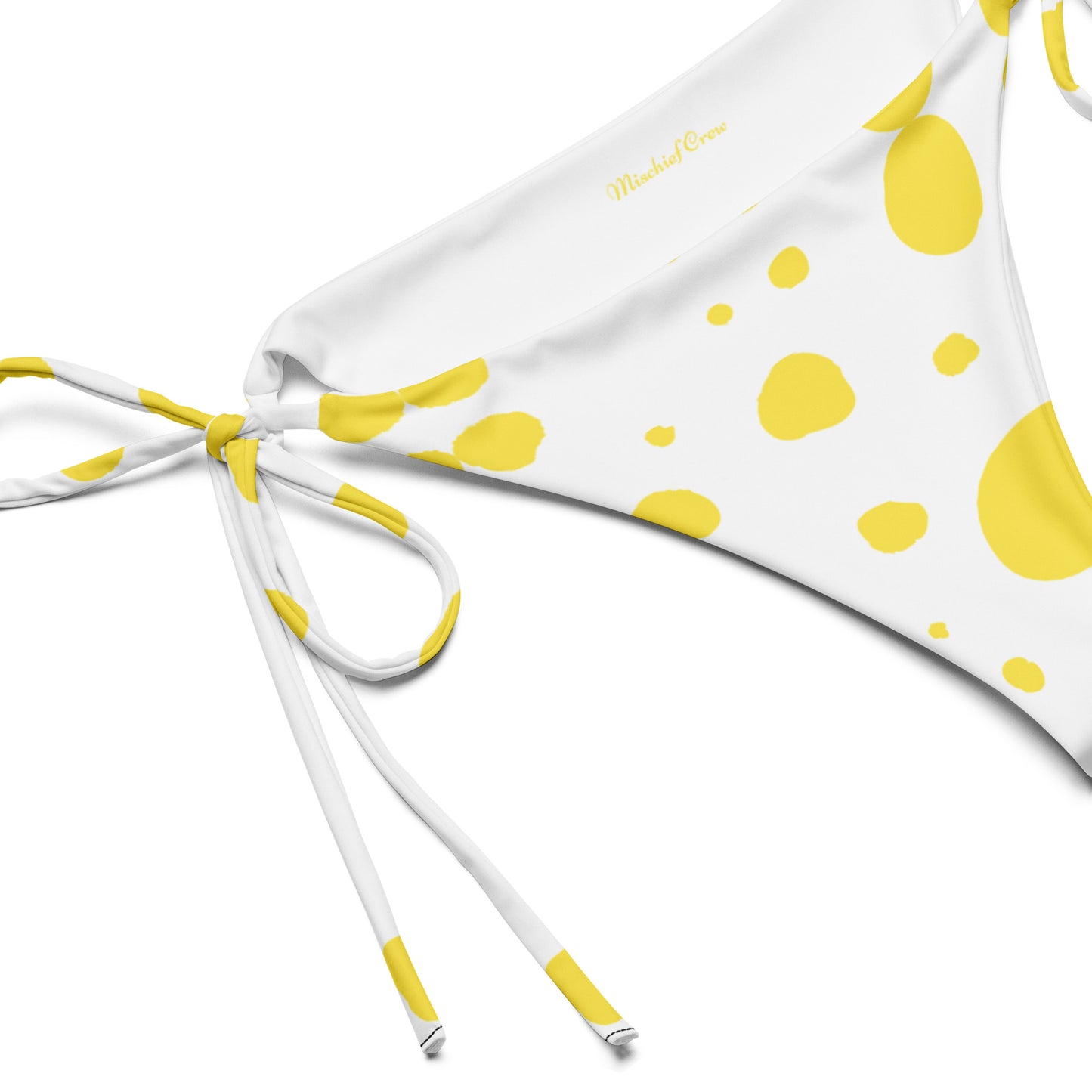 String Bikini Bottom – BOTTOM ONLY - White with Yellow Polka Dots