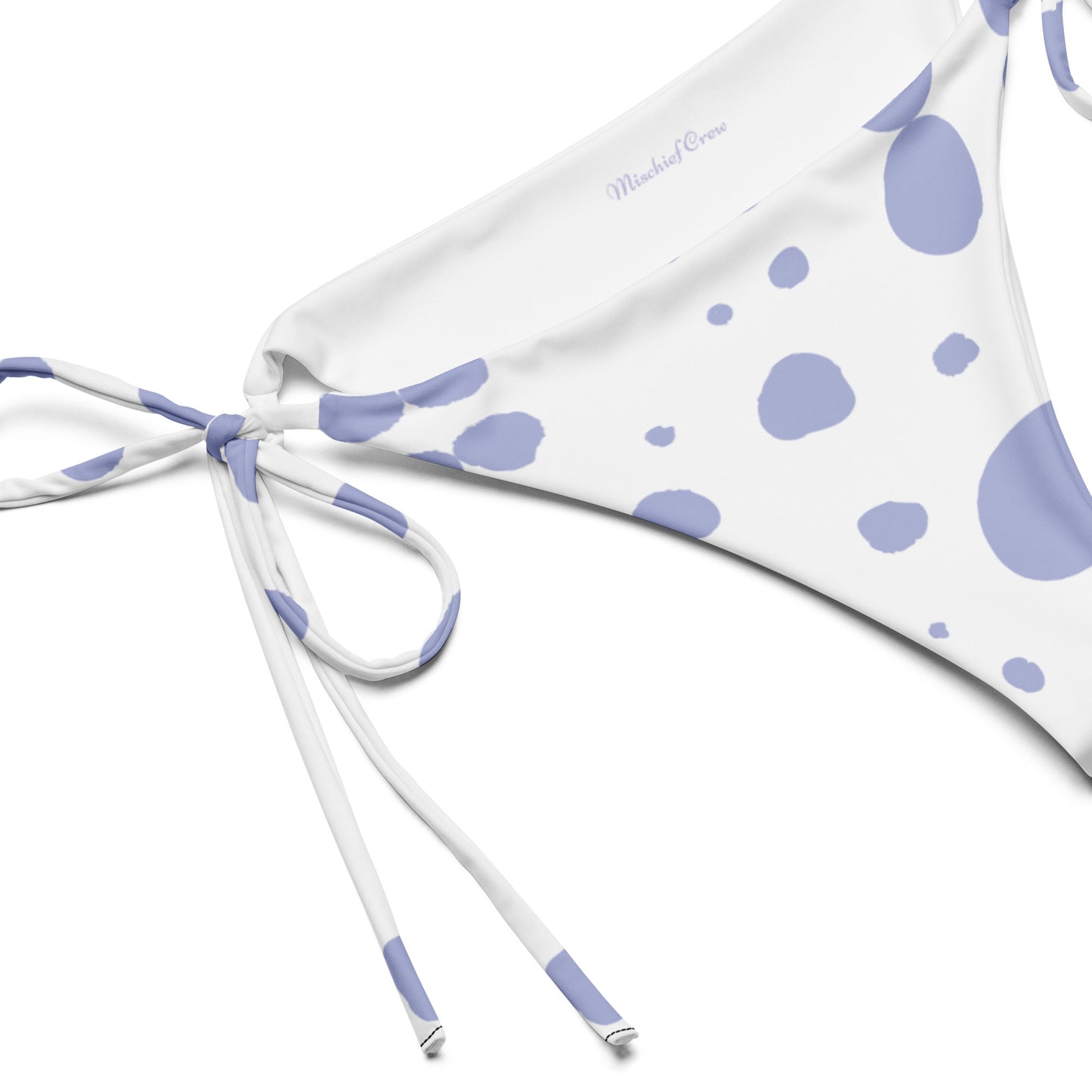 String Bikini Bottom – BOTTOM ONLY - White with Light Purple Polka Dots