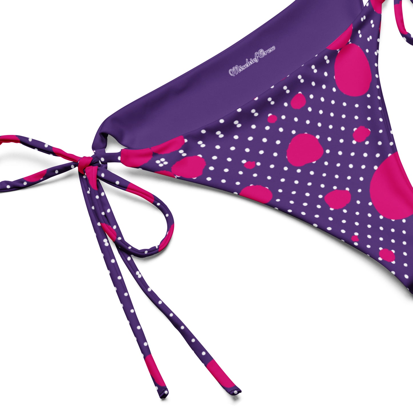 String Bikini Bottom – BOTTOM ONLY - Purple with White and Pink Polka Dots