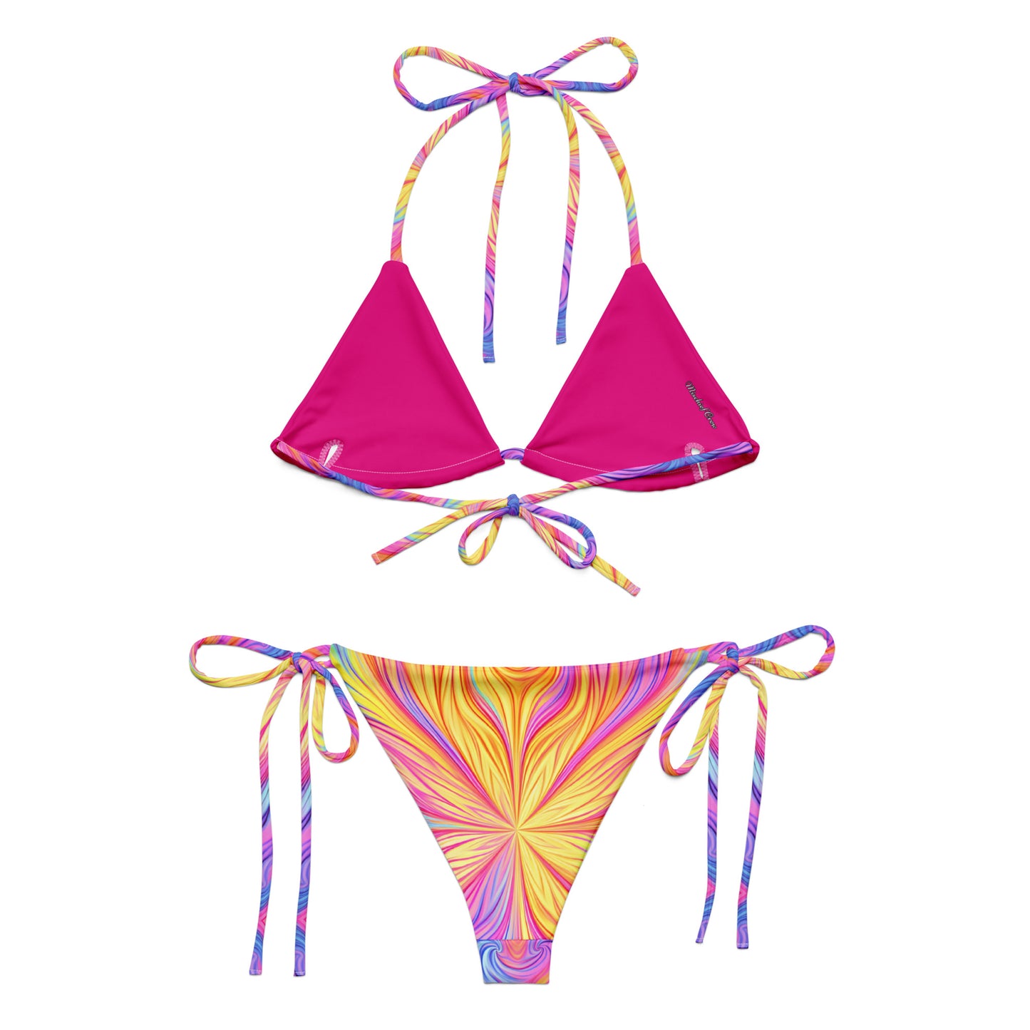 String bikini - Yellow Fire with purple and blue