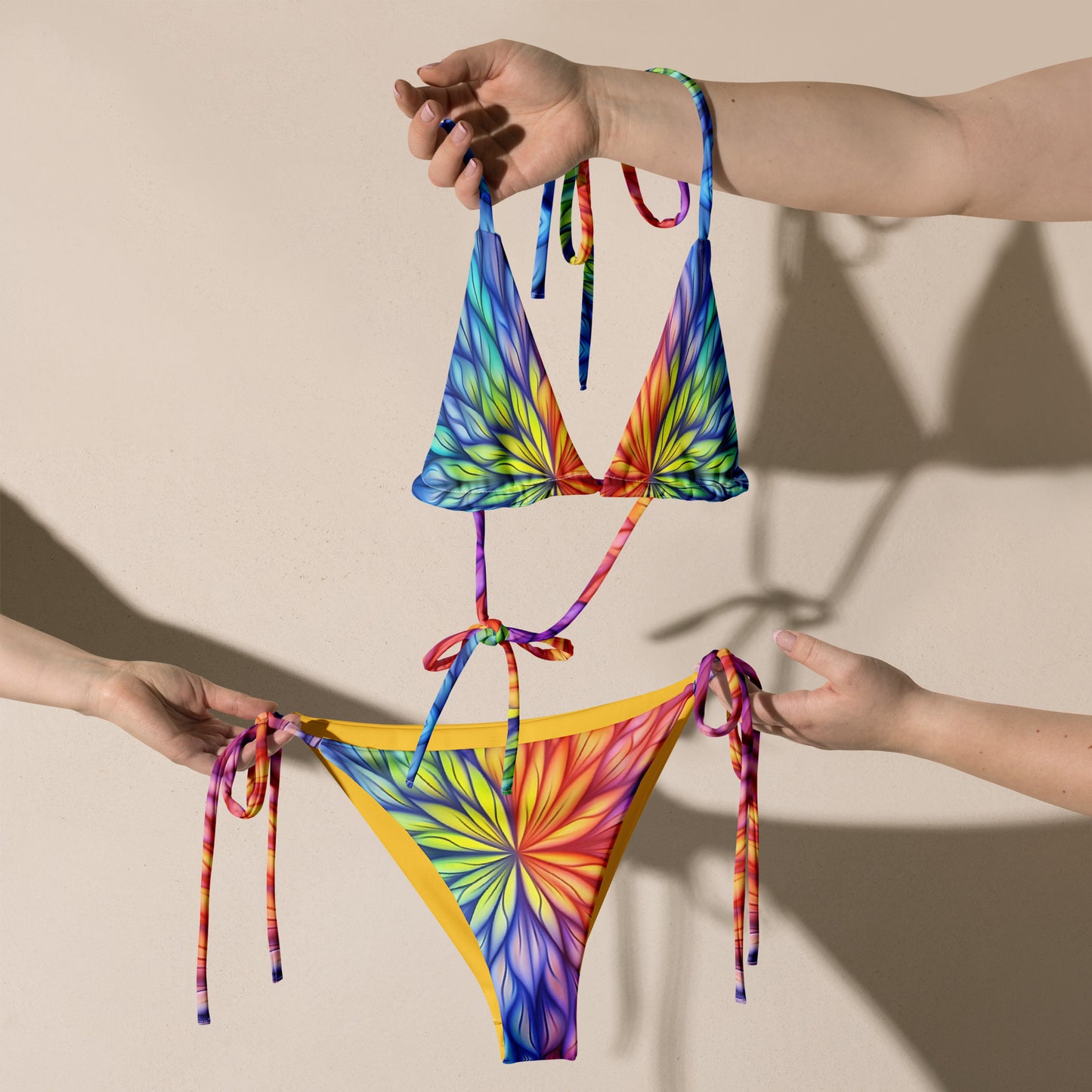 String Bikini - Bright Rainbow Waves 3