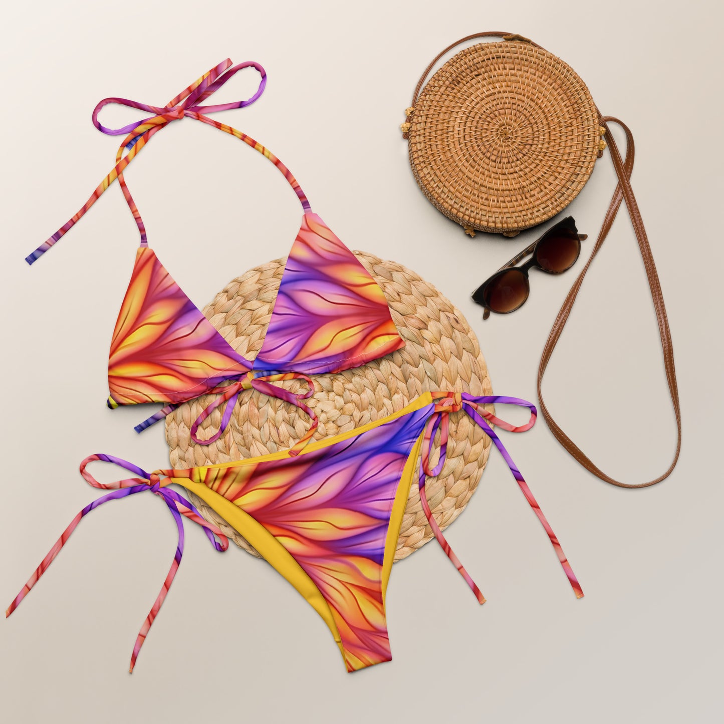 String Bikini - Bright Rainbow Waves  2