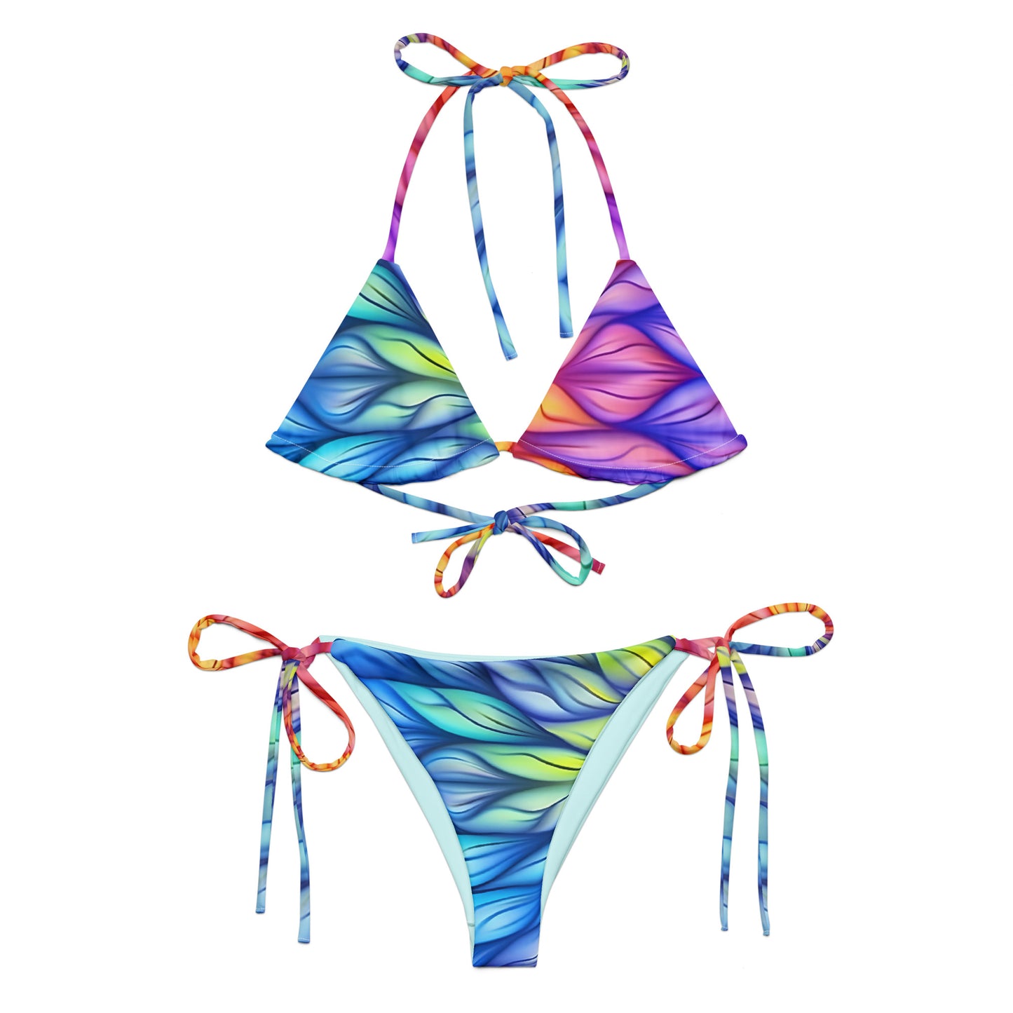 String Bikini - Bright Rainbow Waves 1