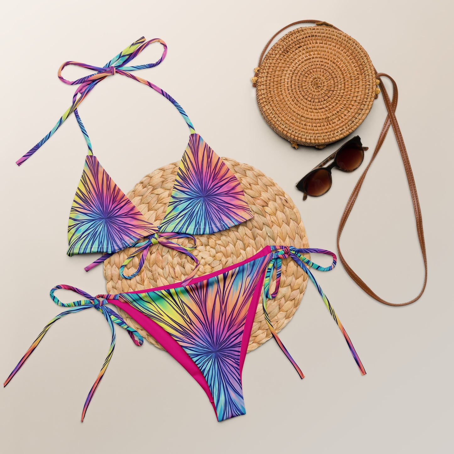 String bikini - Starburst with purple, blue, pink and yellow