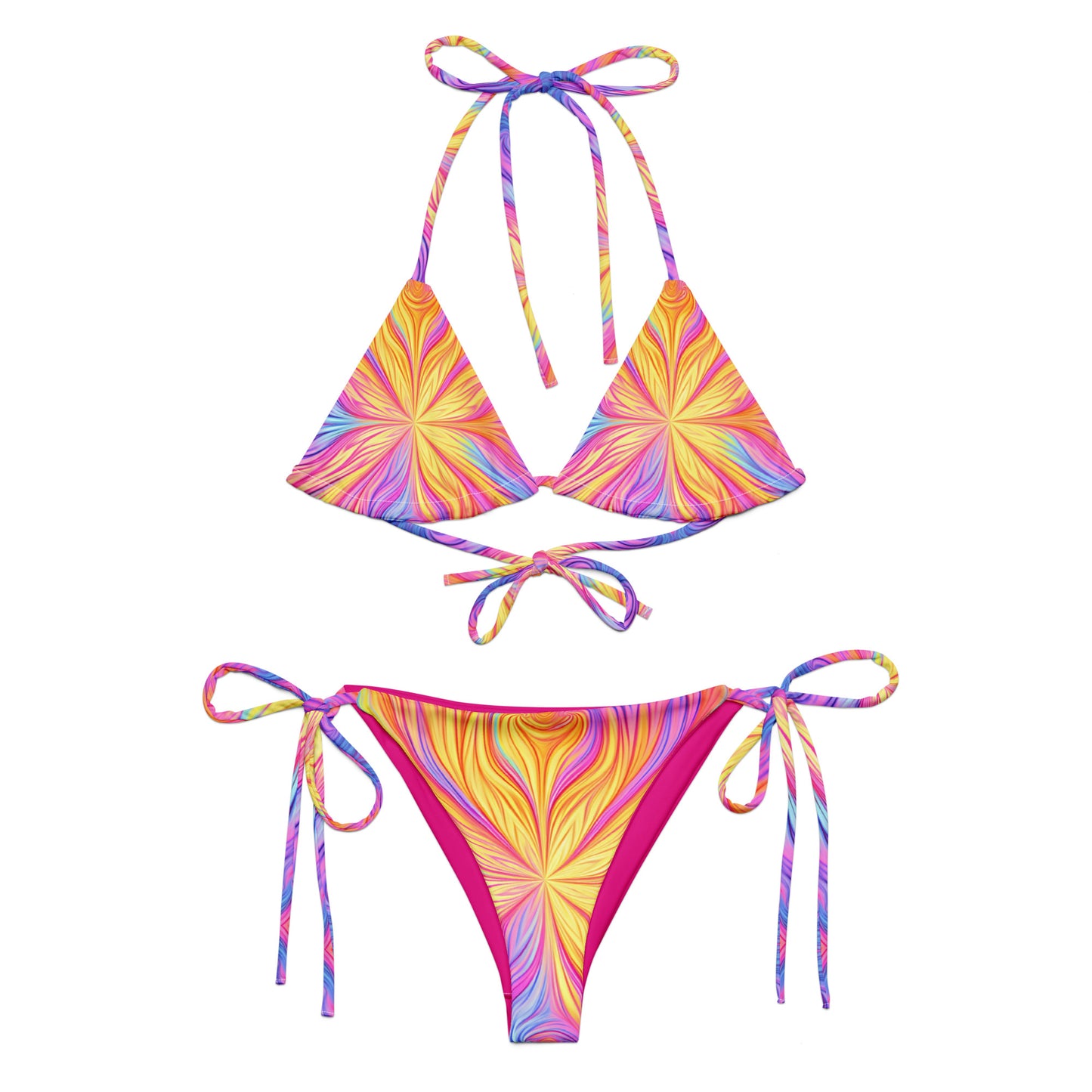 String bikini - Yellow Fire with purple and blue