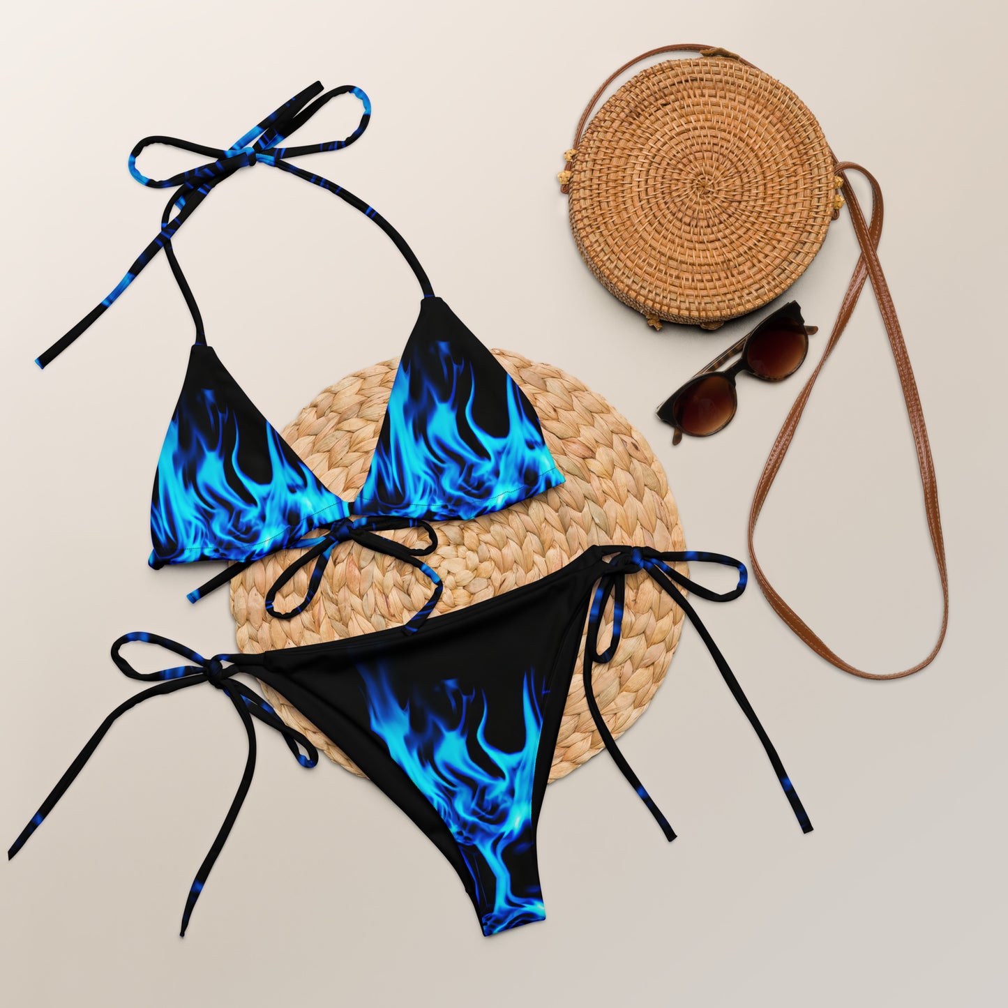 String bikini - Blue Flames