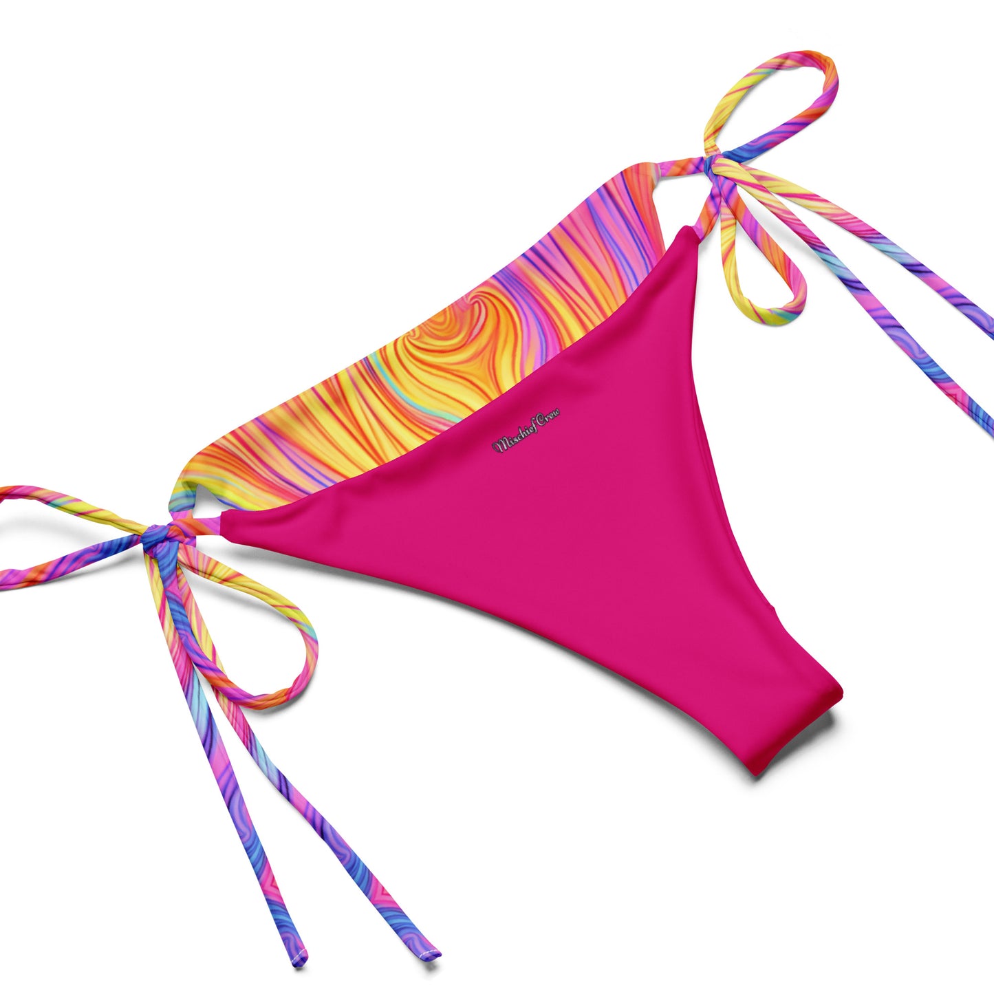 String bikini - Yellow Fire with purple and blue