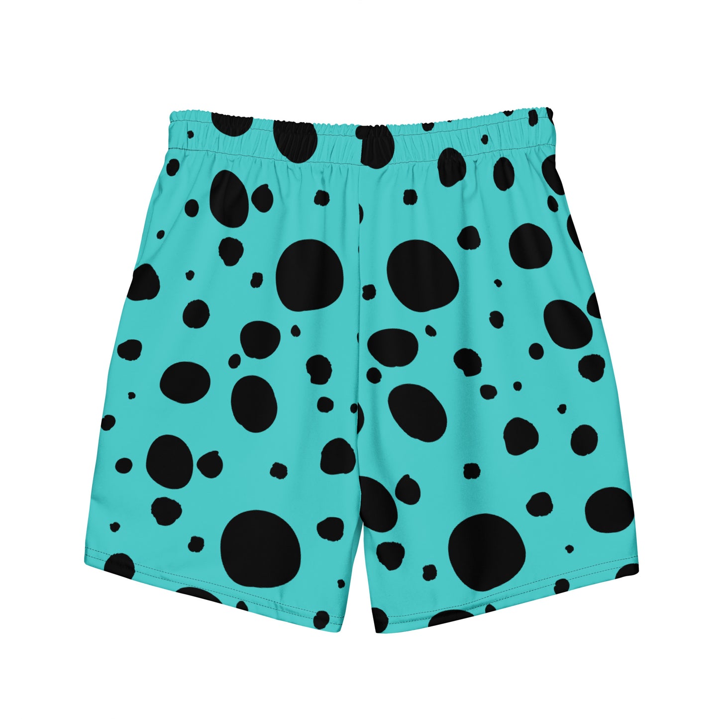 Men's swim trunks - Turquoise trunks with Black Polka Dots