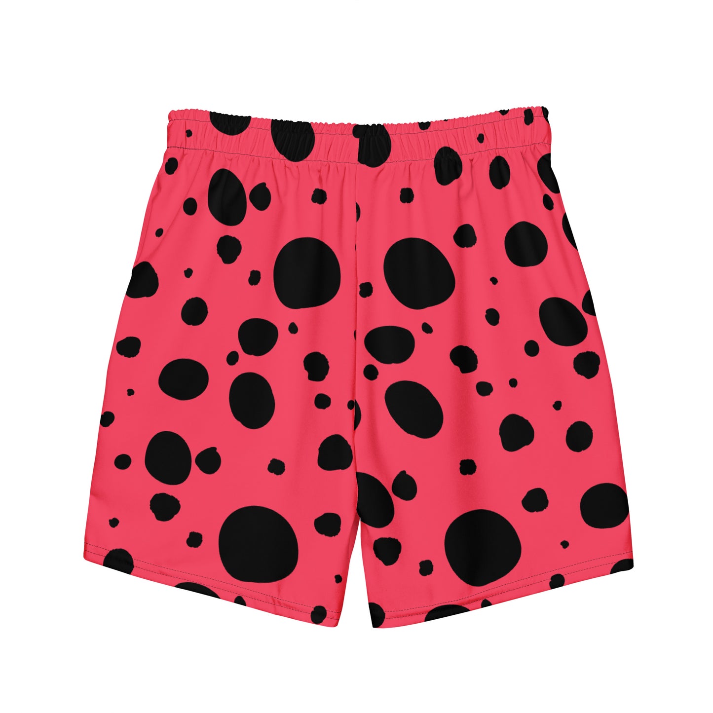 Men's swim trunks - Rad Red trunks with Black Polka Dots