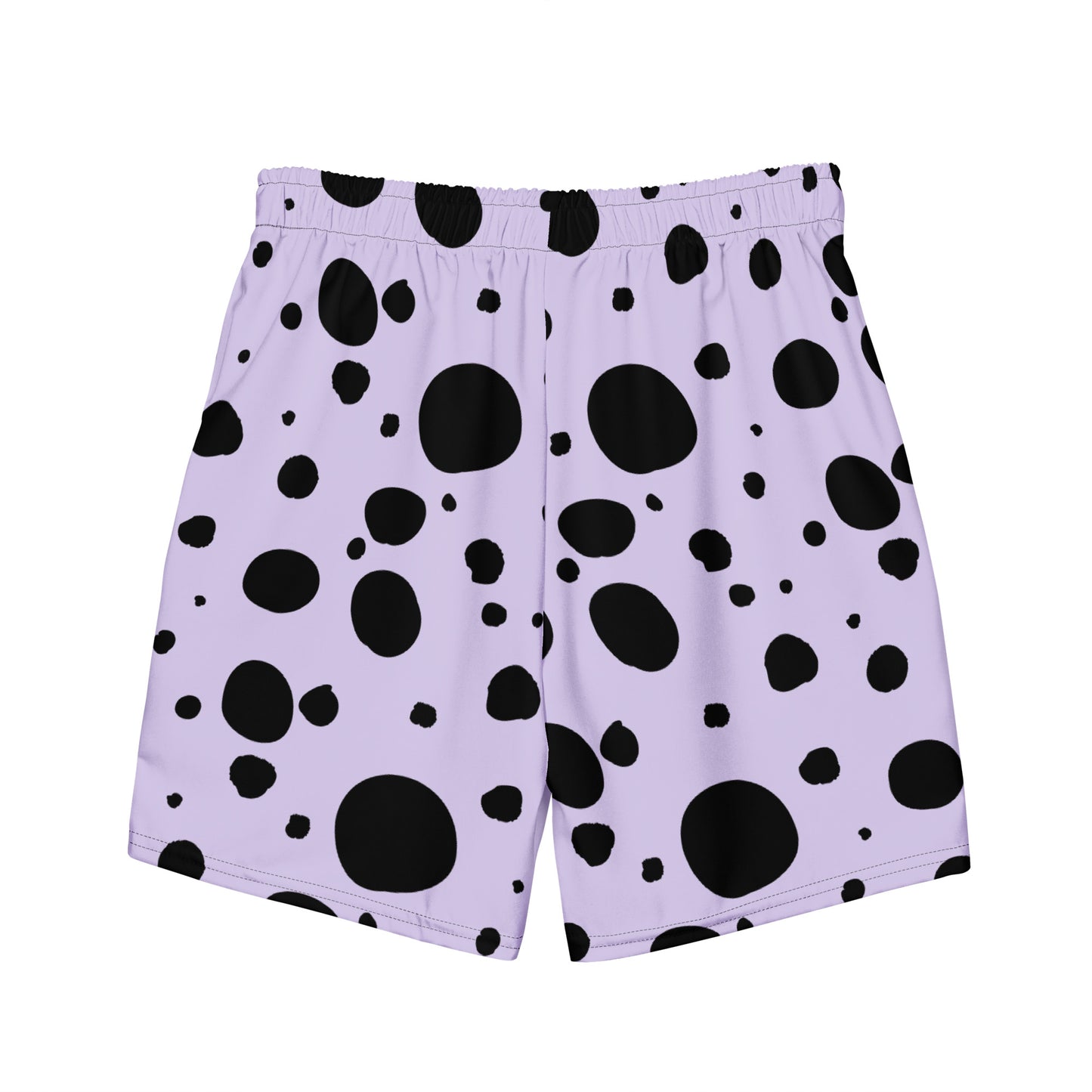 Men's swim trunks - Lavender trunks with Black Polka Dots