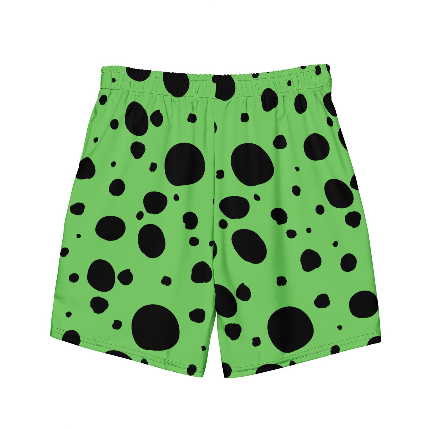 Men's swim trunks - Green trunks with Black Polka Dots