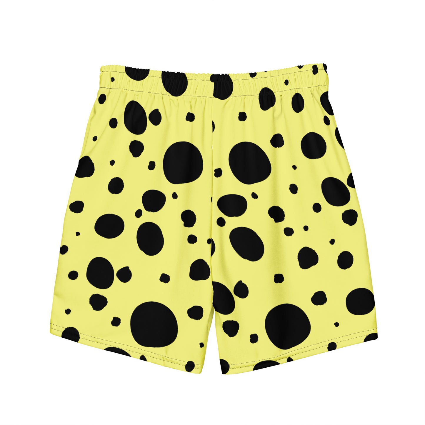 Men's swim trunks - Yellow trunks with Black Polka Dots