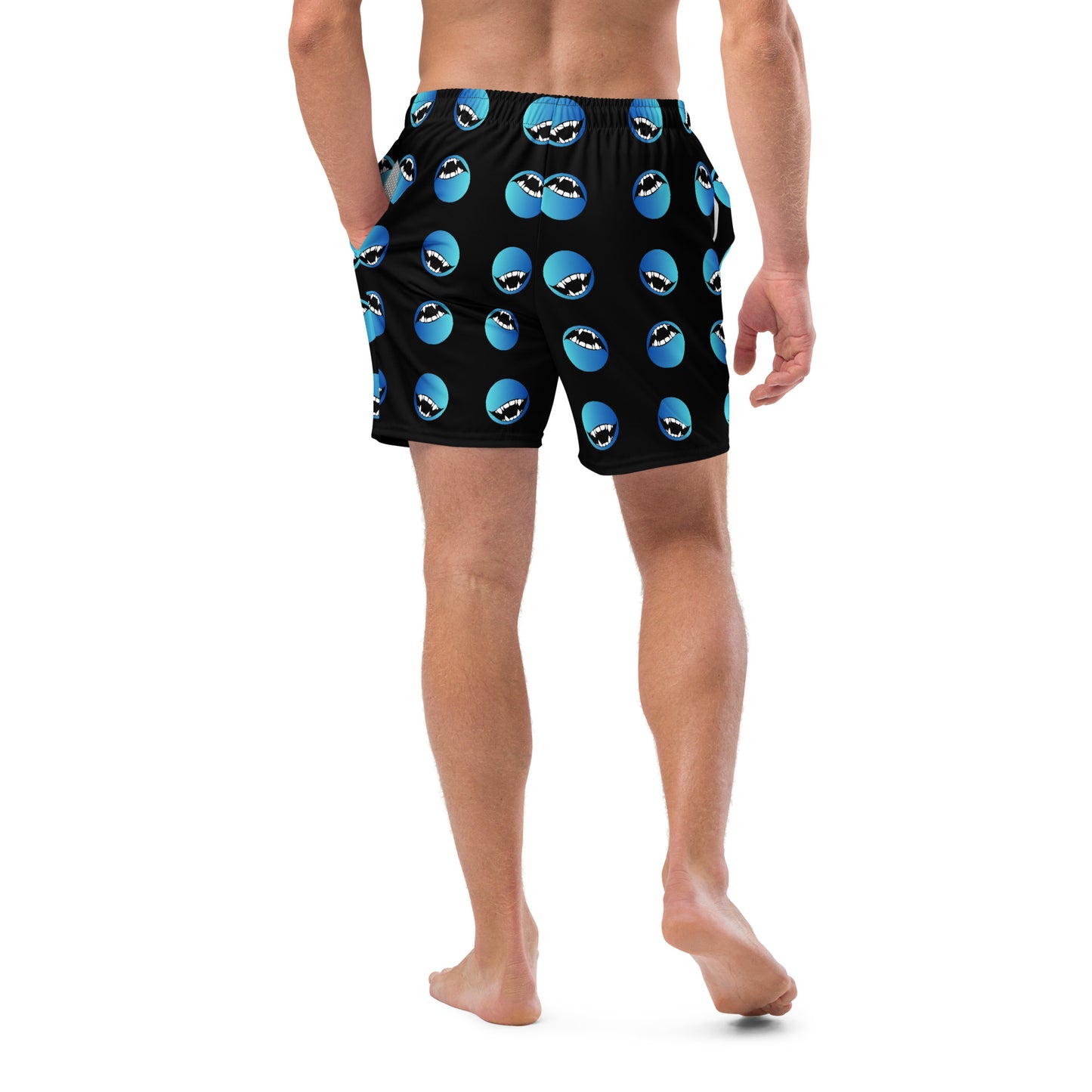 Men's swim trunks - Bite me – Blue Bubbles with Fangs