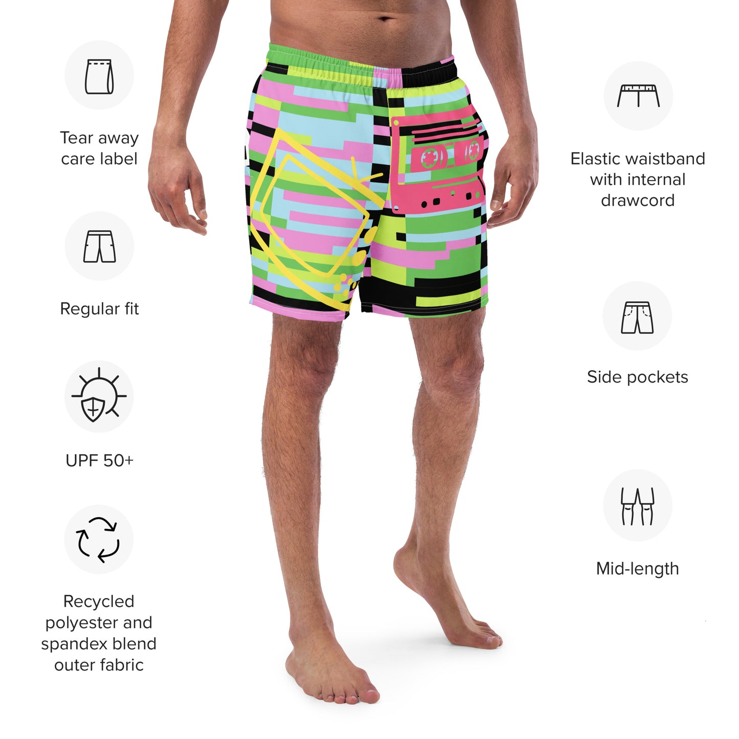 Men's and Youth swim trunks - 80's Vibe - Old School Things