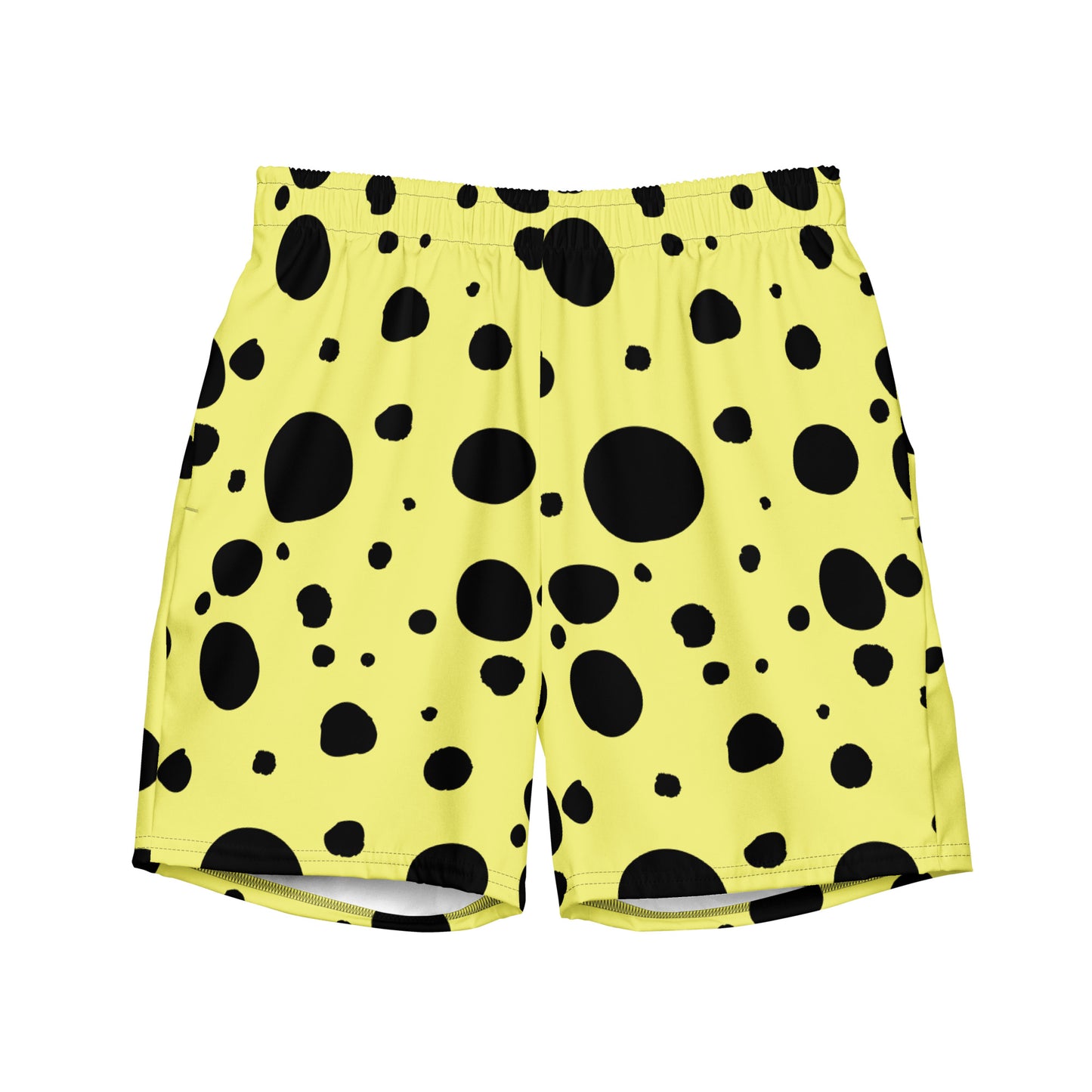 Men's swim trunks - Yellow trunks with Black Polka Dots