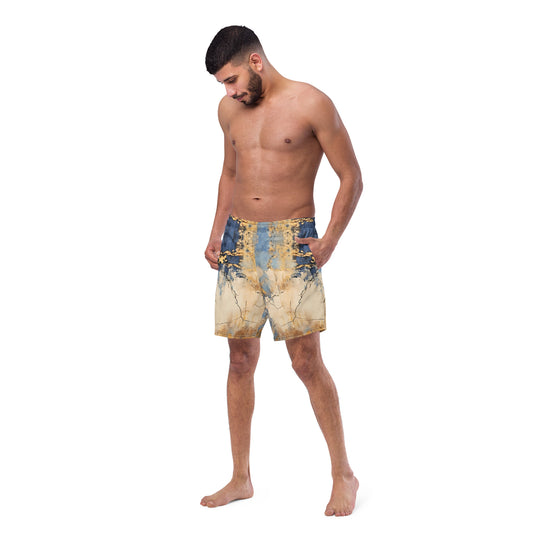 Men's swim trunks - Blue and Gold Grunge