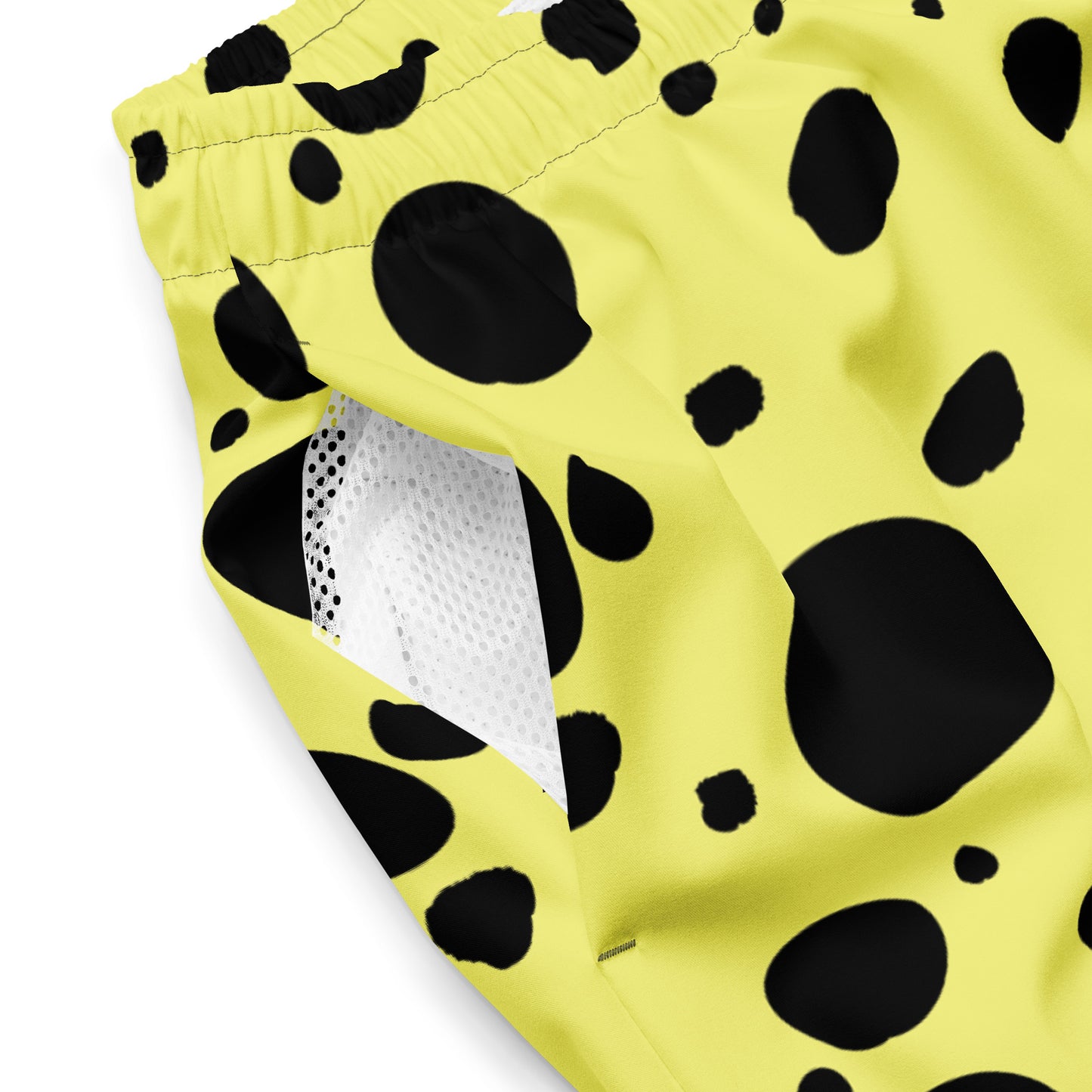 Men's swim trunks - Yellow trunks with Black Polka Dots