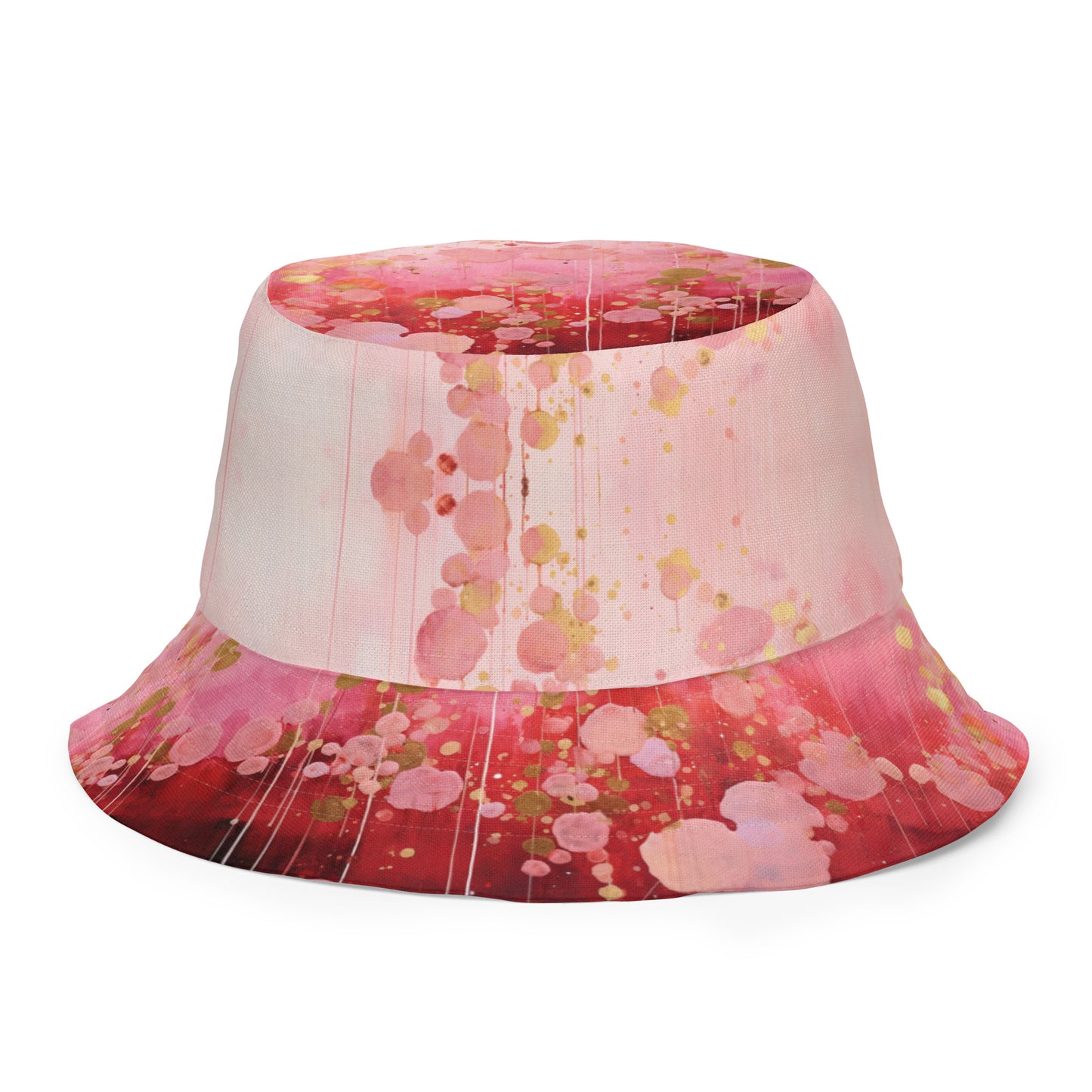 Reversible bucket hat - Red Pink and Gold Pattern