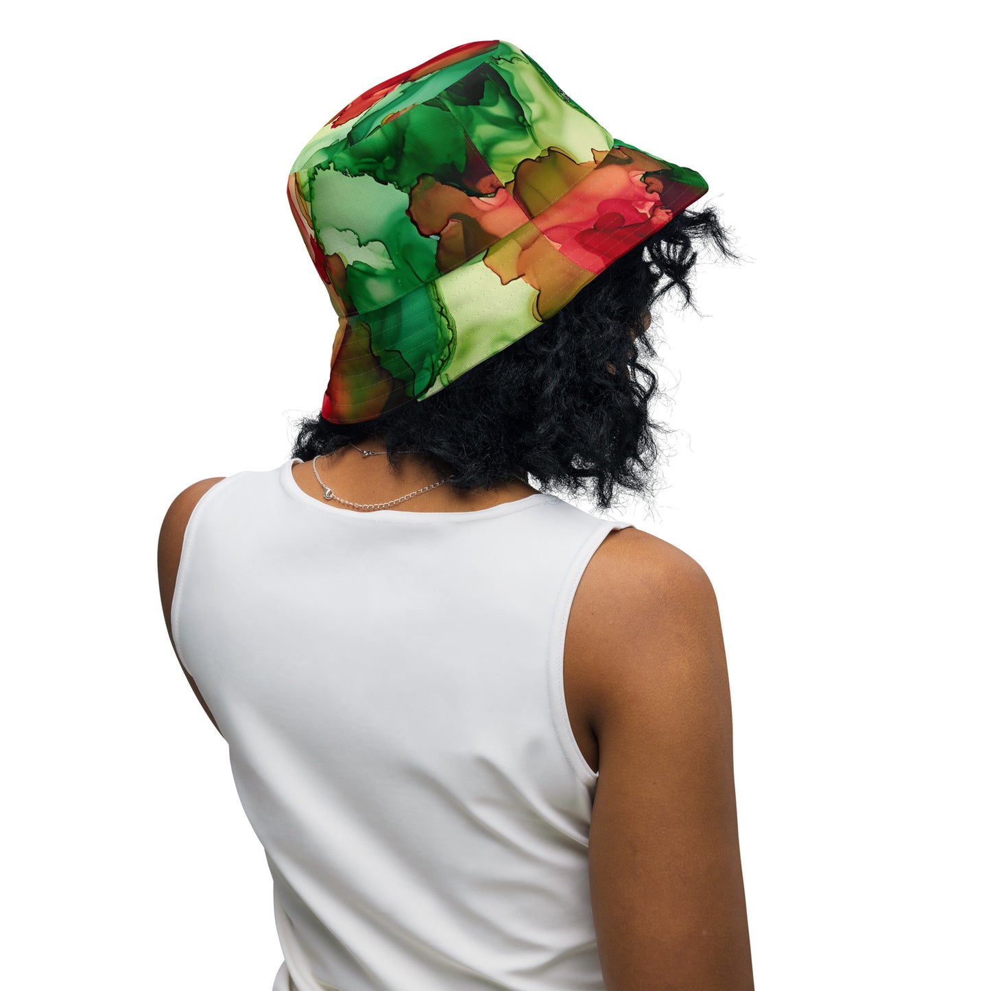 Reversible bucket hat - Red and Green Smoke Design