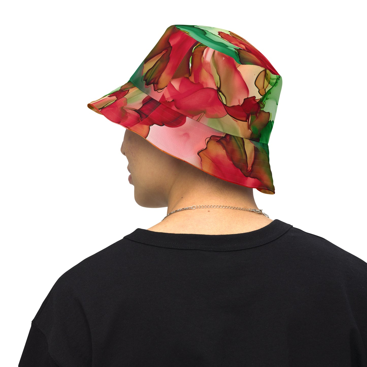 Reversible bucket hat - Red and Green Smoke Design