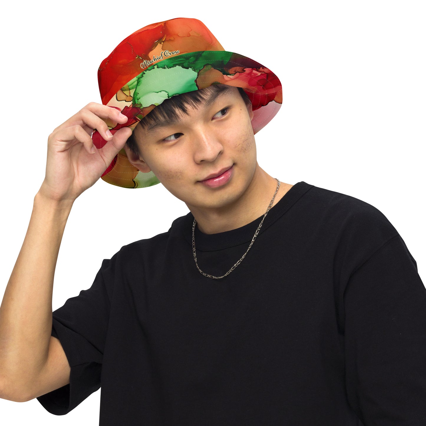 Reversible bucket hat - Red and Green Smoke Design