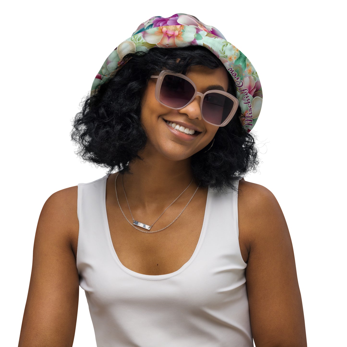 Reversible bucket hat - Spring Colorful Flowers