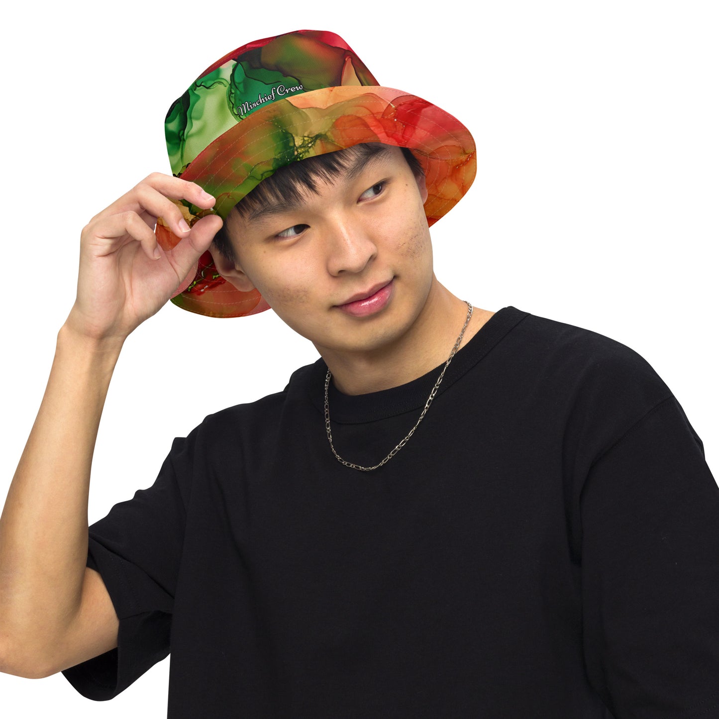 Reversible bucket hat - Red and Green Smoke Design