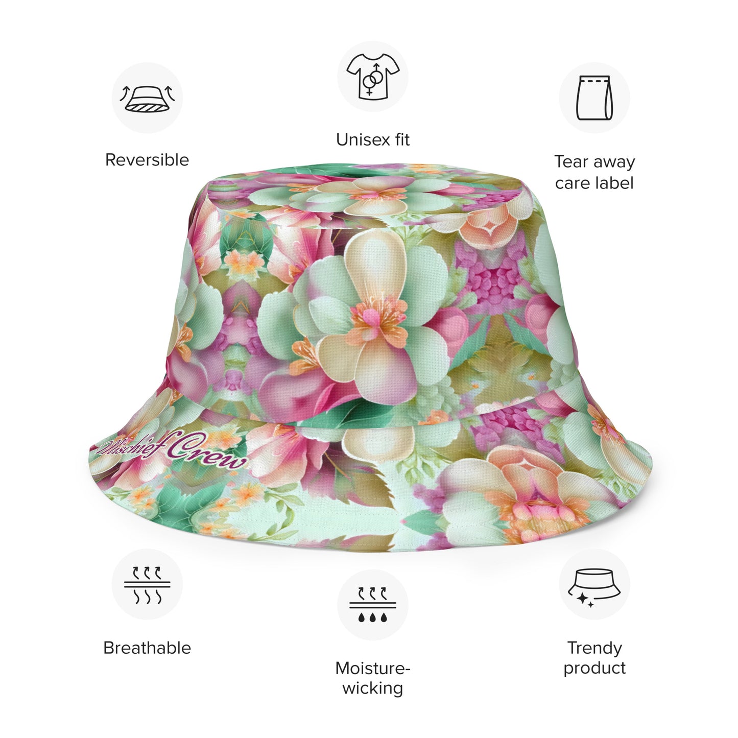 Reversible bucket hat - Spring Colorful Flowers