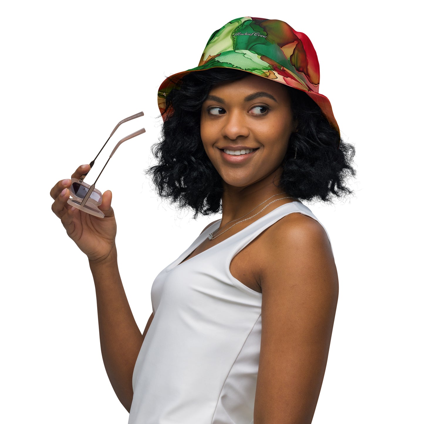 Reversible bucket hat - Red and Green Smoke Design