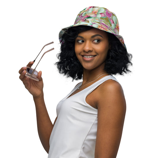 Reversible bucket hat - Spring Colorful Flowers